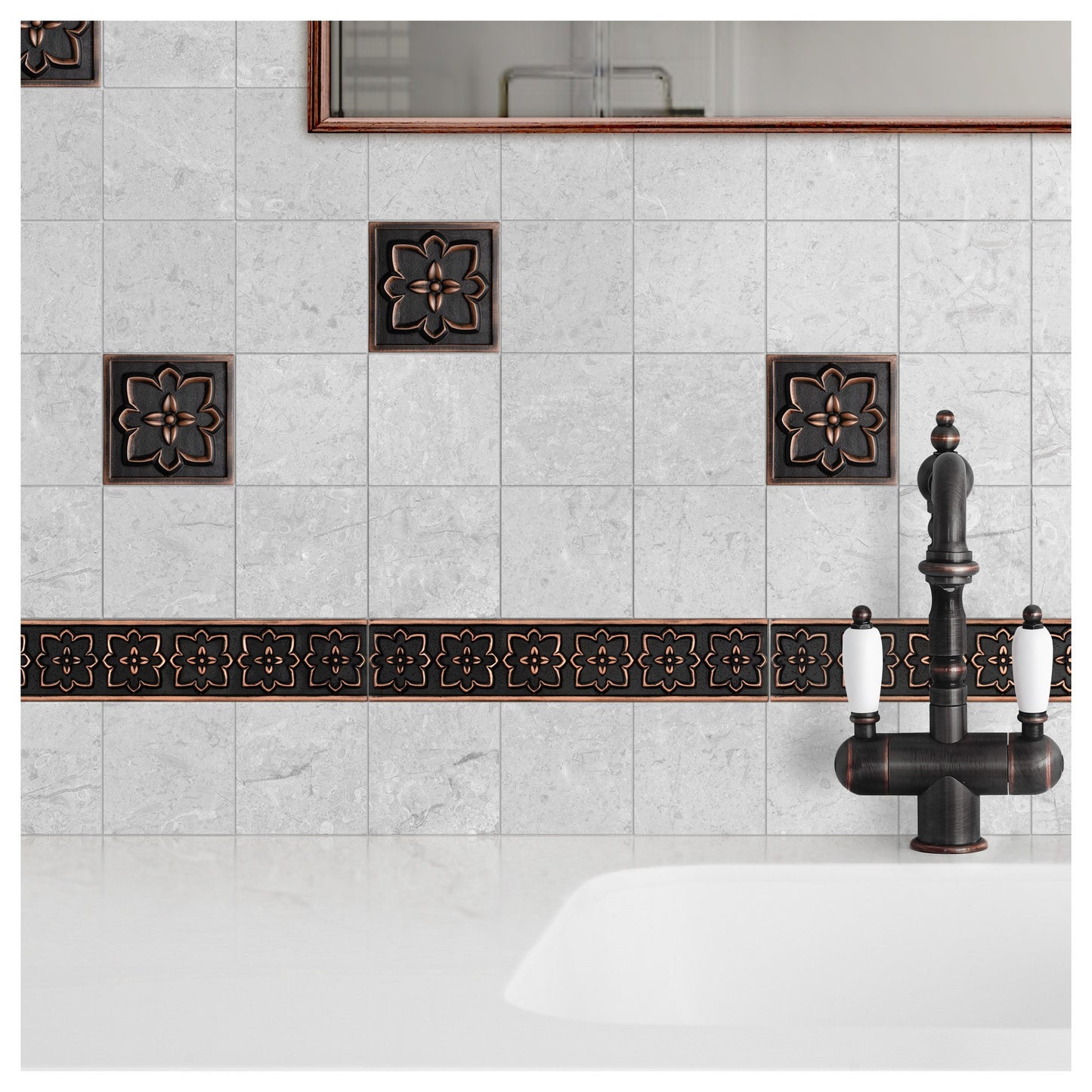 Crown Decorative Border Tile 2 1/2"x12" Oil Rubbed Bronze (Pack of 5 )