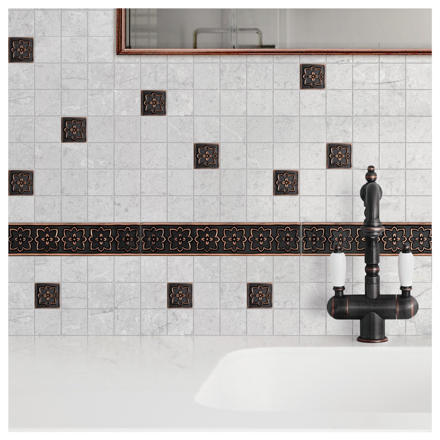 Crown Decorative Border Tile 2 1/2"x12" Oil Rubbed Bronze (Pack of 5 )