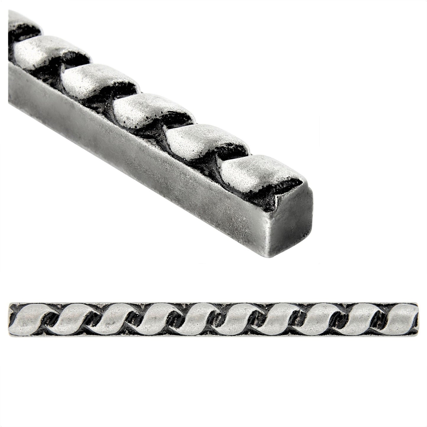 Prima Antique Pewter Nickel 1 1/4 in. x 6 in. Matte Metal Pencil Liner Wall Tile Trim (5 Linear Foot/Case)