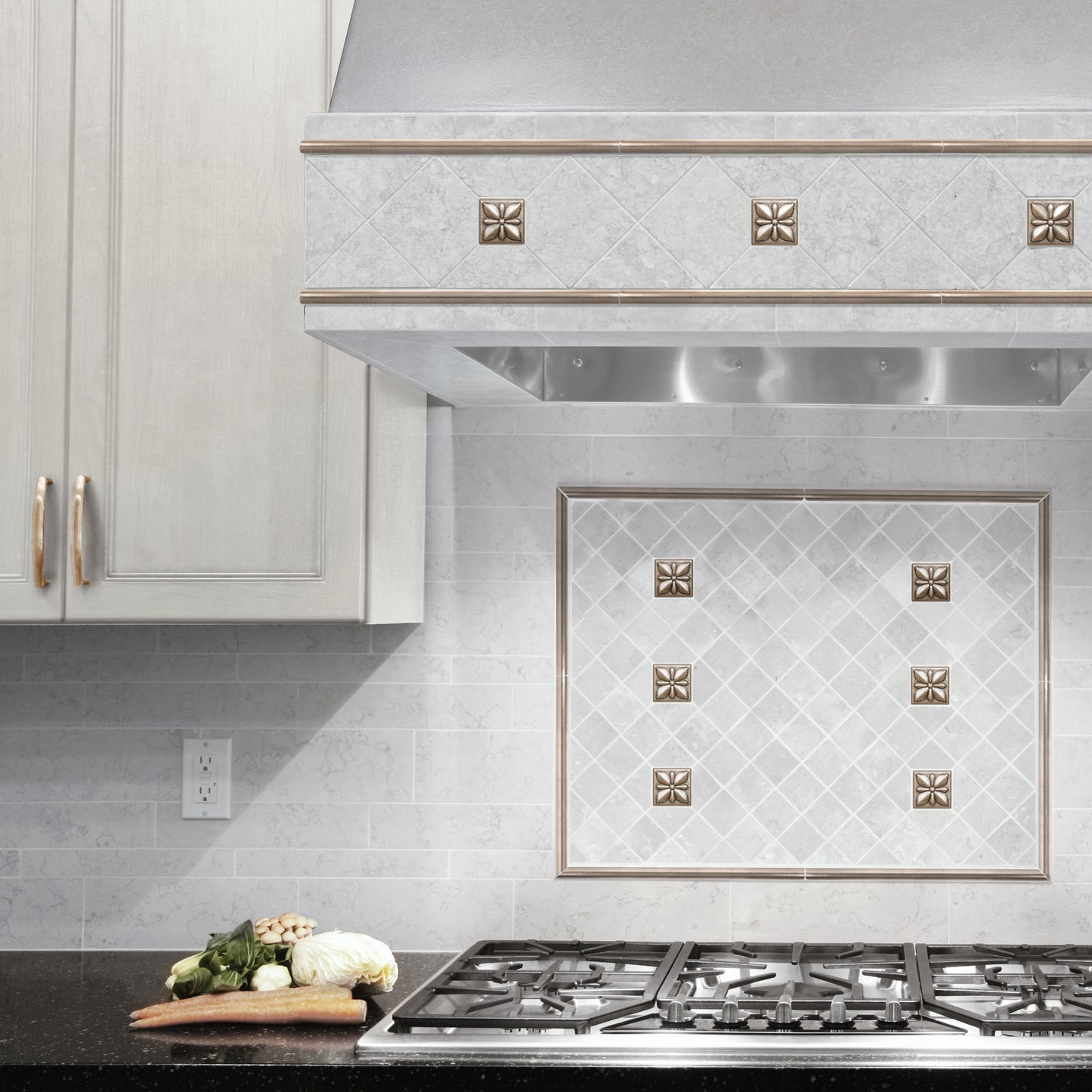 Mediterranean Metal Insert Tile Bronze 2x2 ( PACK OF 8 PIECE )