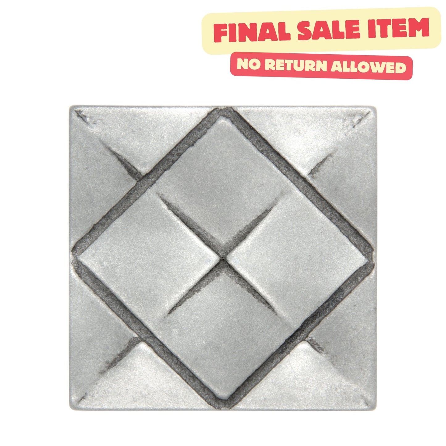 Origami Decorative Metal Insert Tile Pewter 4x4 ( PACK OF 4 PIECES)