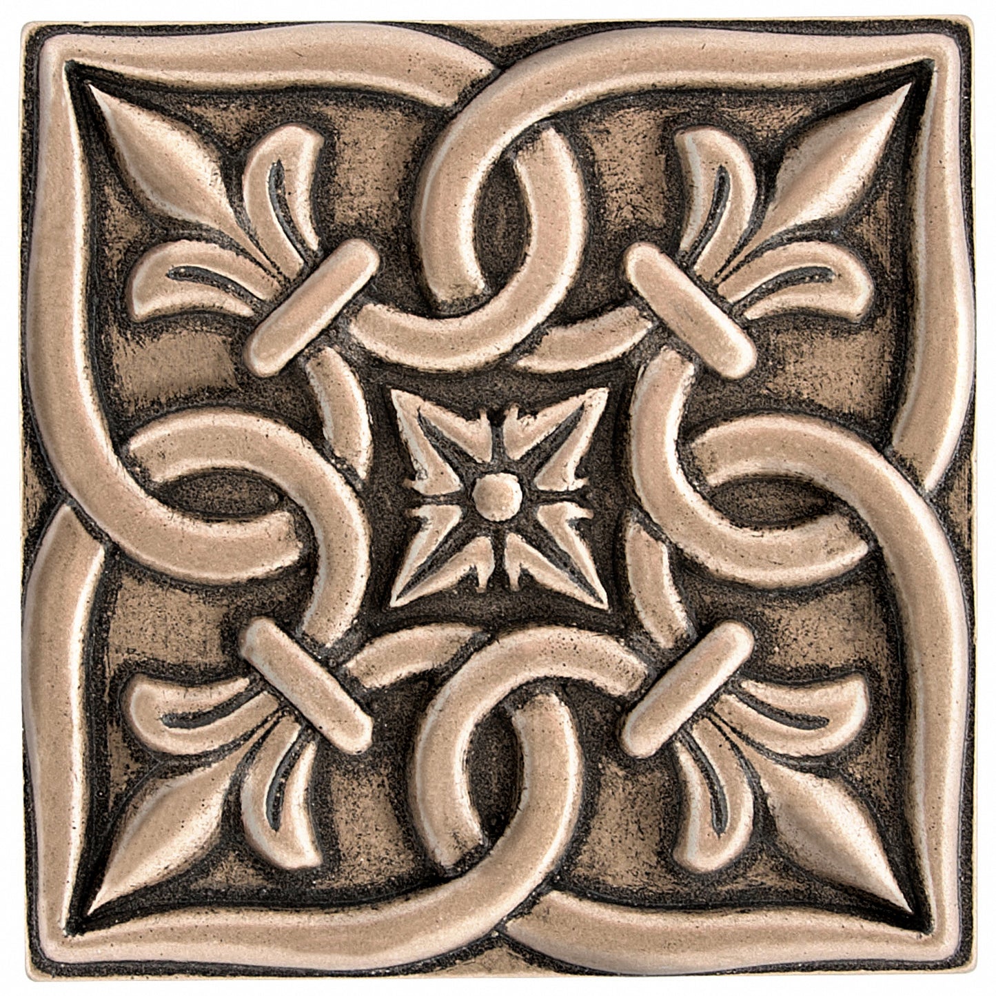 Romance Decorative Metal Insert Tile Bronze 4x4 ( PACK OF 4 PIECE )