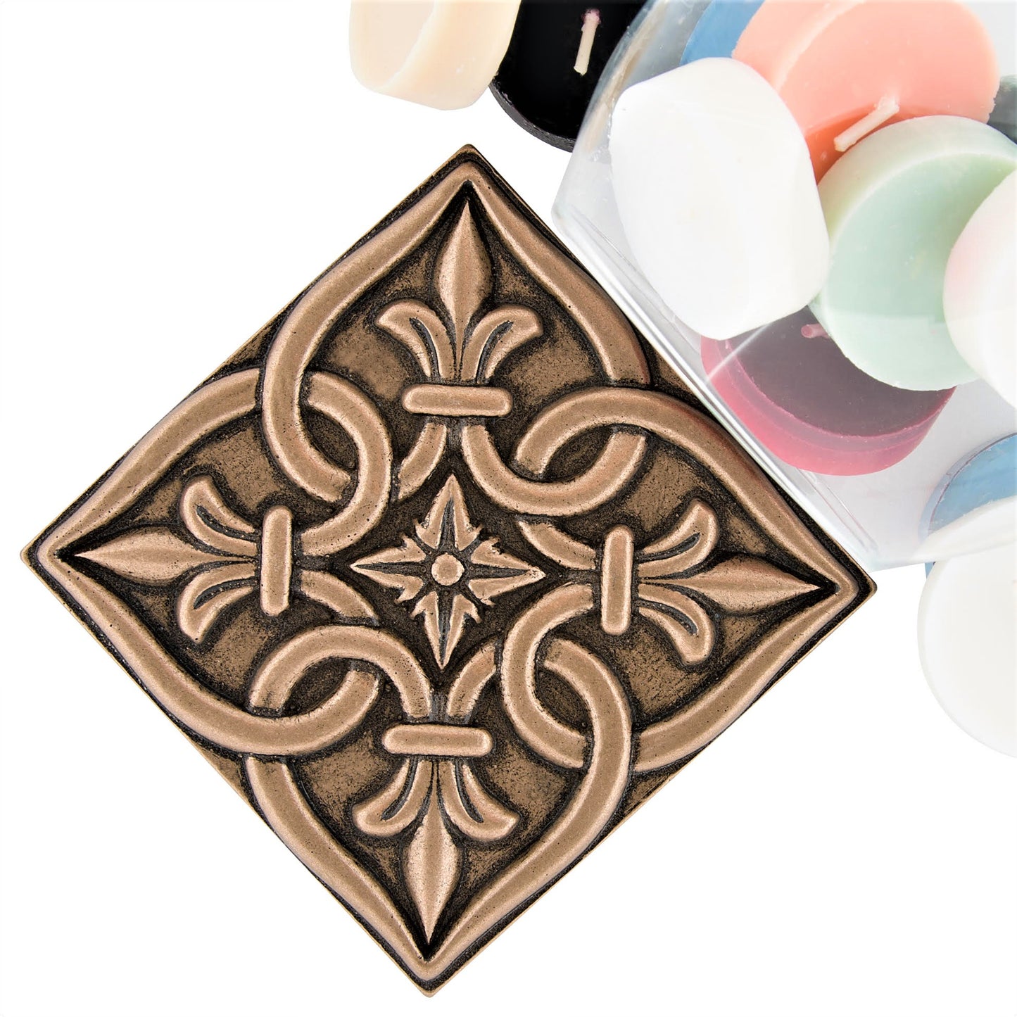 Romance Decorative Metal Insert Tile Bronze 4x4 ( PACK OF 4 PIECE )