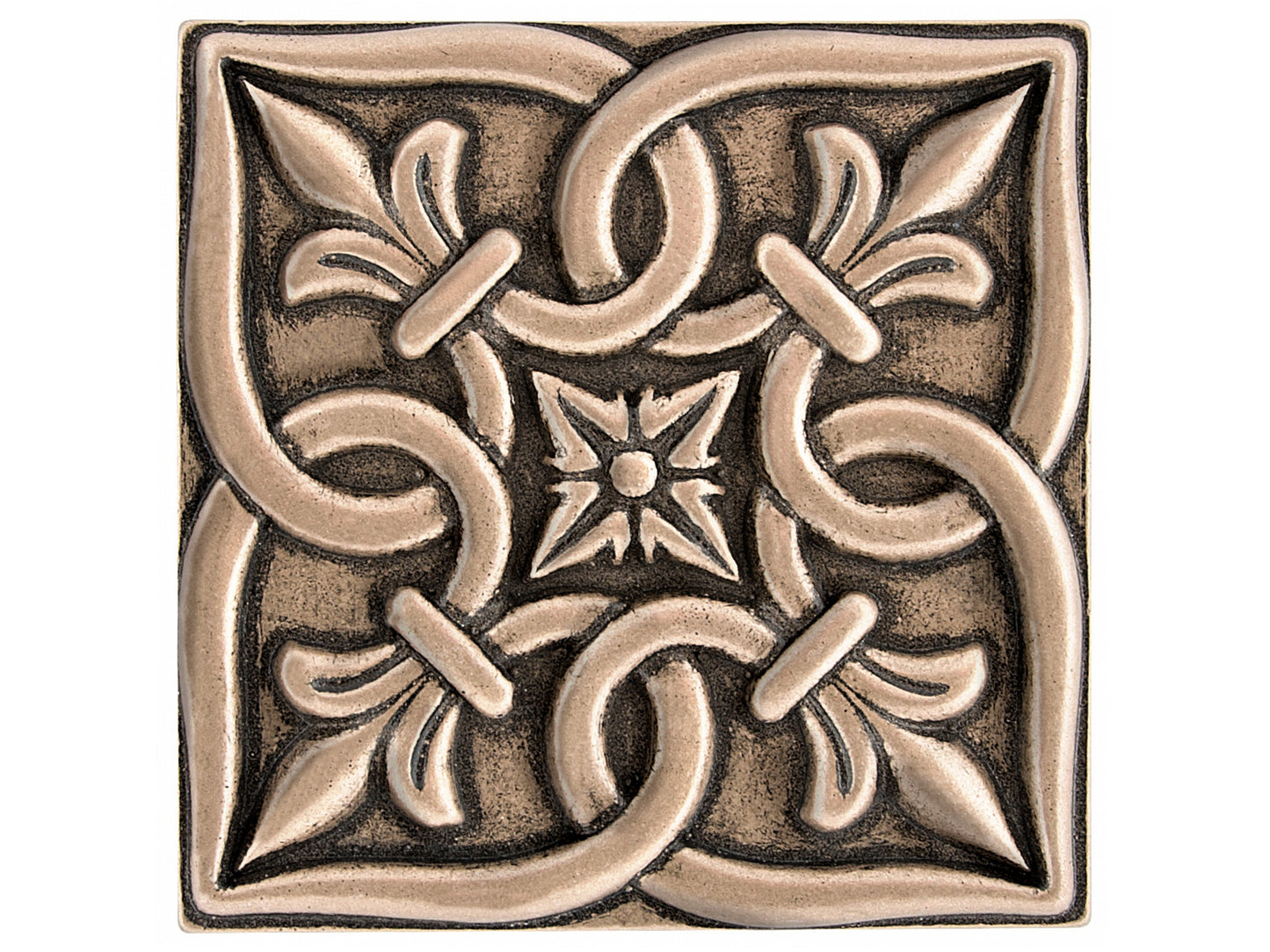 Romance Decorative Metal Insert Tile Bronze 4x4 ( PACK OF 4 PIECE )