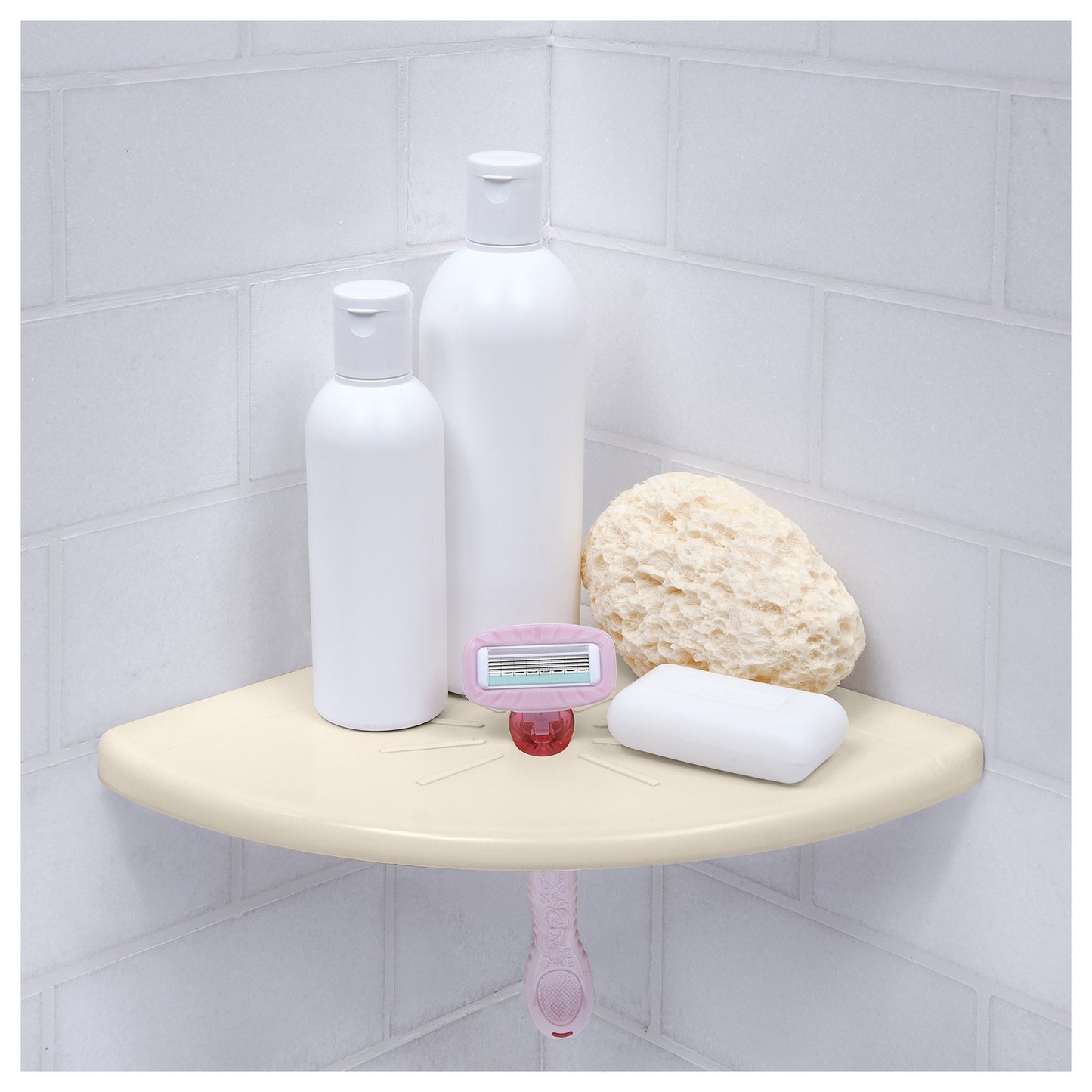 Architecta Decor Bathroom and Shower Corner Shelf Flatback Wall Mounted Tile 8.8 x 8.8 Inch Cream