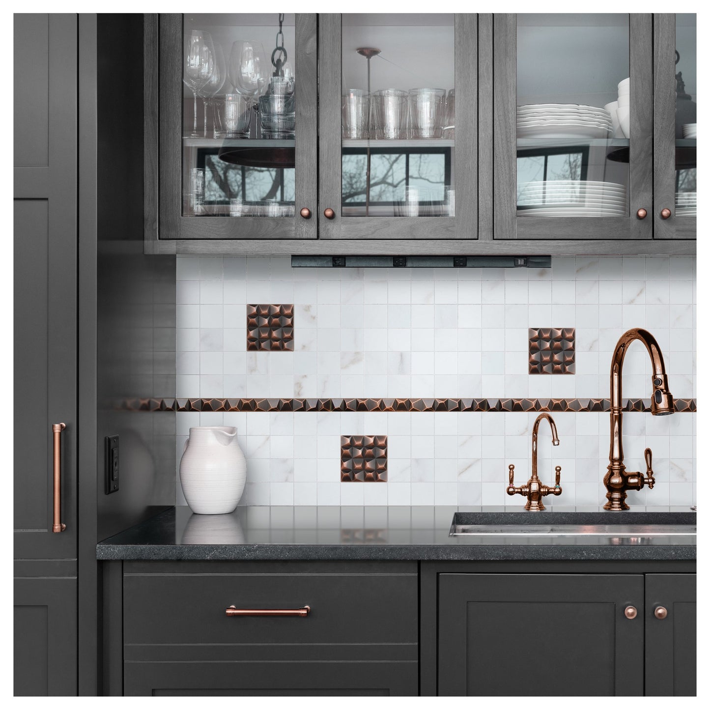Shapes Decorative Metal Border Liner Tile Trim Oil Rubbed Bronze 1.2" x 12" ( PACK OF 5 PIECE)