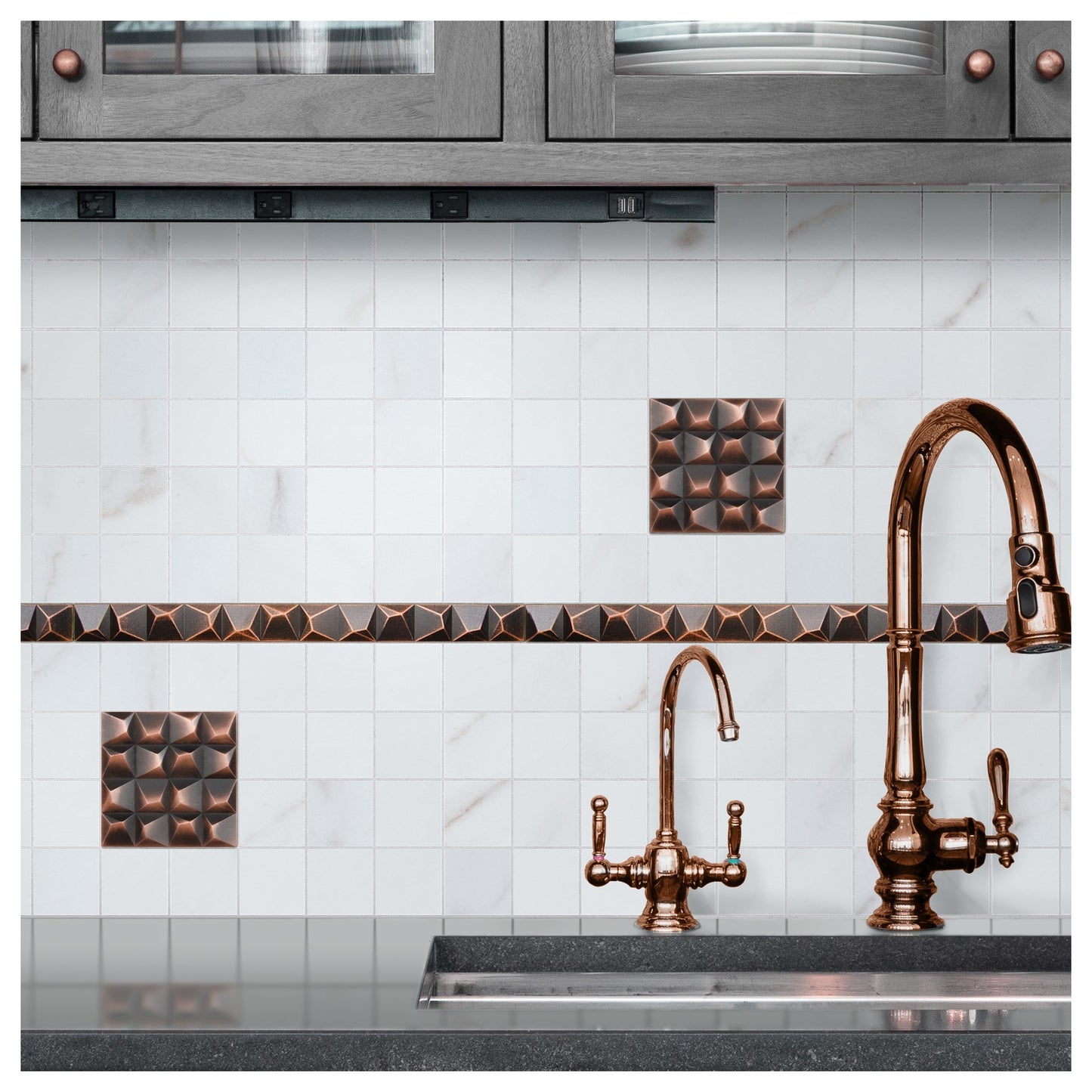Shapes Decorative Metal Border Liner Tile Trim Oil Rubbed Bronze 1.2" x 12" ( PACK OF 5 PIECE)