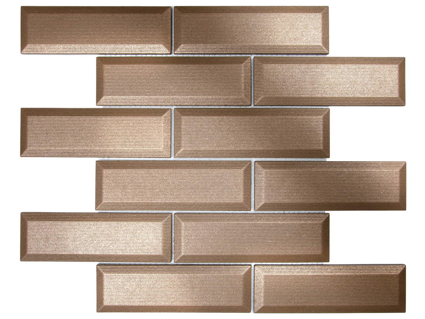 Antique Bronze Metronom Beveled Brick 2"x6" Mosaic Tile - 12"x 12"
