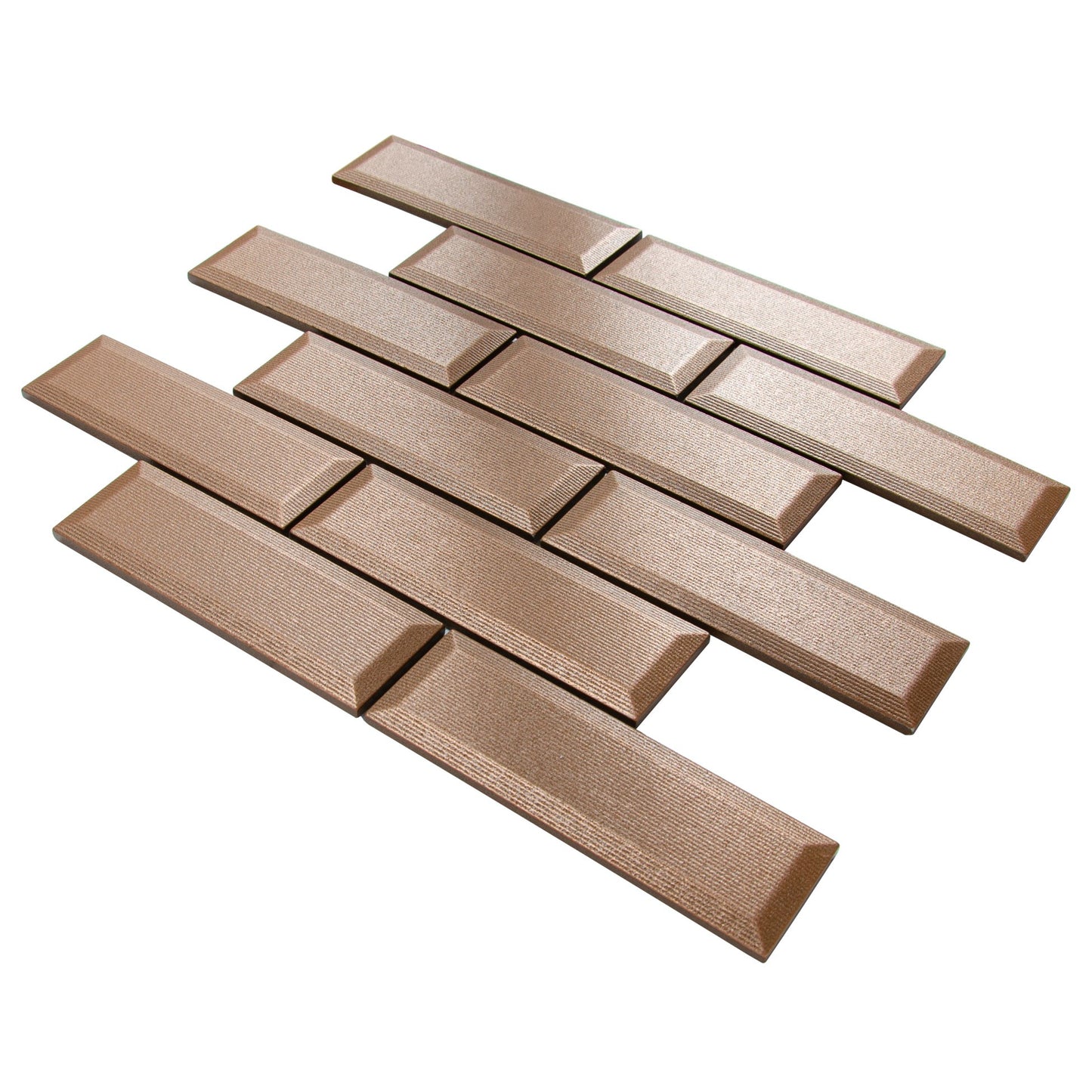 Antique Bronze Metronom Beveled Brick 2"x6" Mosaic Tile - 12"x 12"