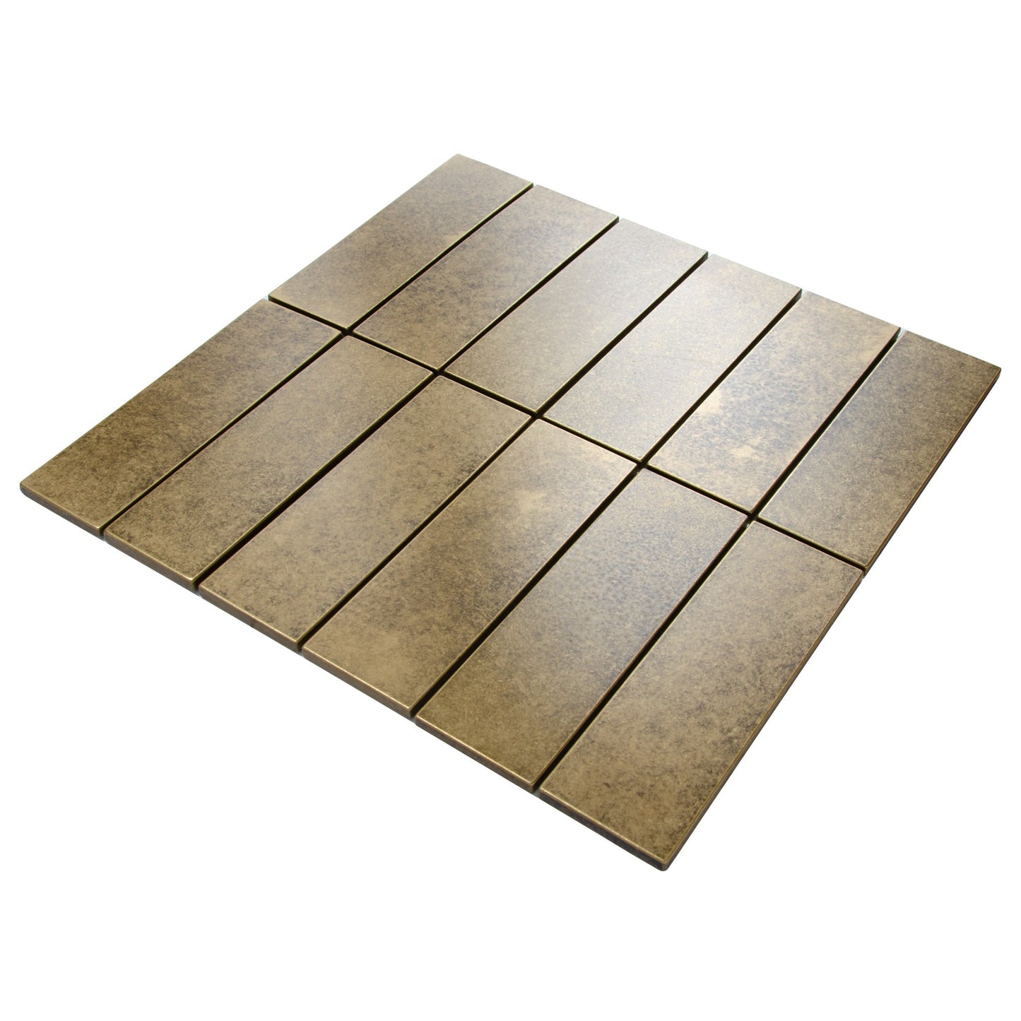 Antique Gold Encore Stacked 2"x6" Mosaic Tile - 12"x 12"