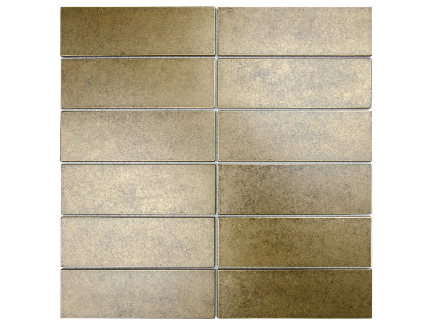 Antique Gold Encore Stacked 2"x6" Mosaic Tile - 12"x 12"