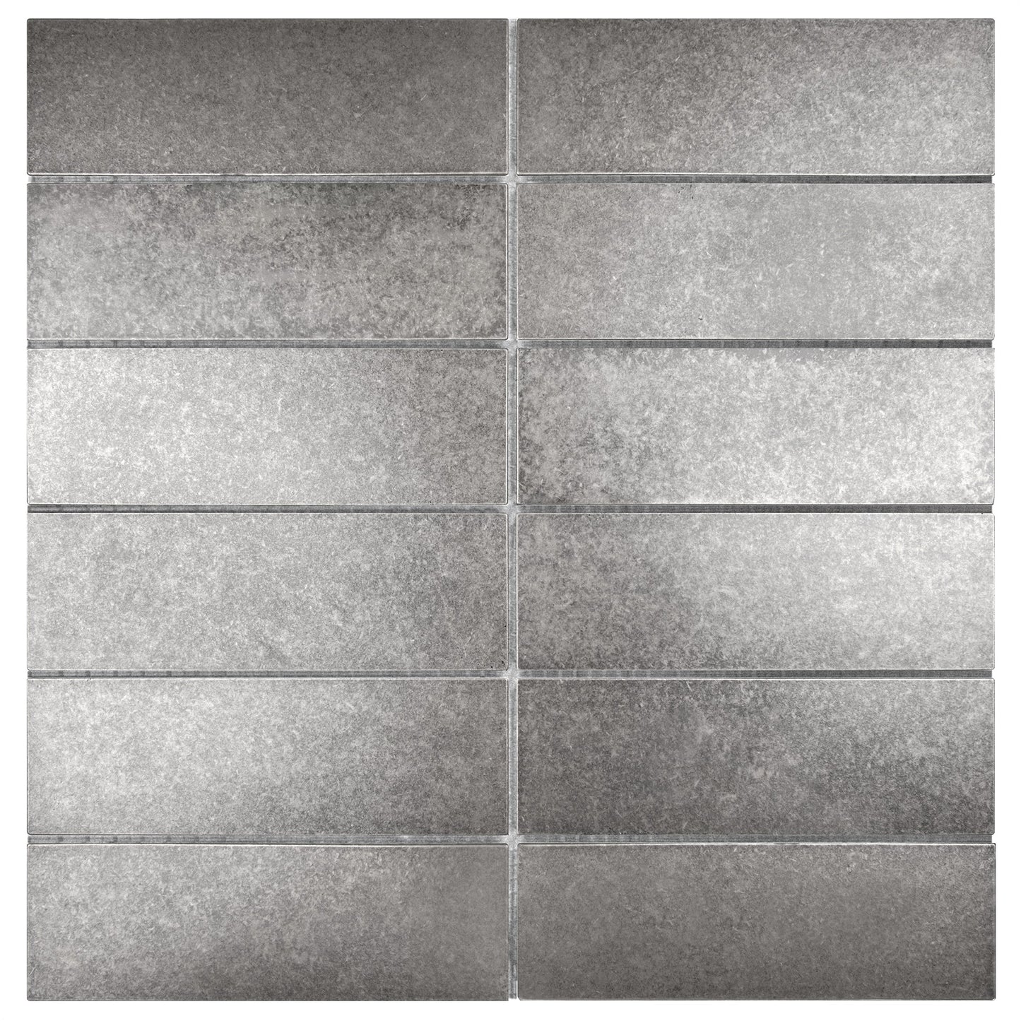 Antique Nickel Encore Stacked 2"x6" Mosaic Tile - 12"x 12"