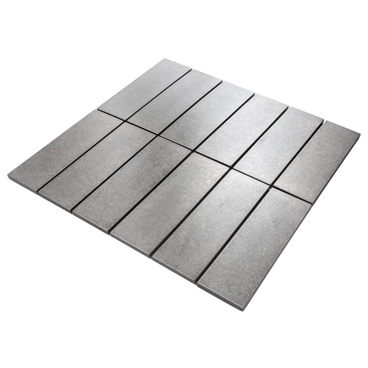 Antique Nickel Encore Stacked 2"x6" Mosaic Tile - 12"x 12"
