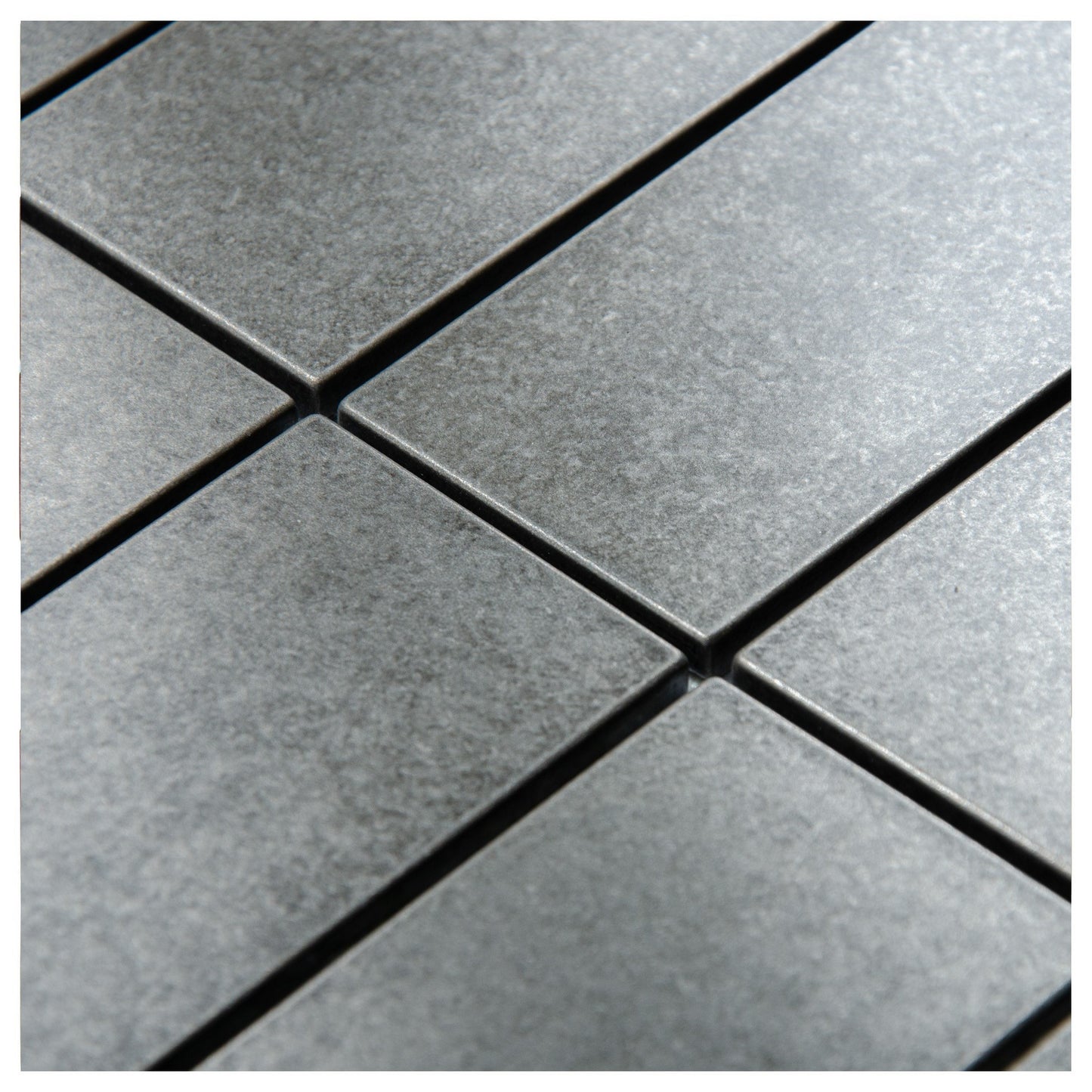 Antique Nickel Encore Stacked 2"x6" Mosaic Tile - 12"x 12"