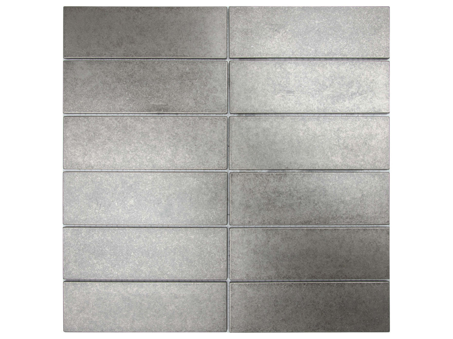 Antique Nickel Encore Stacked 2"x6" Mosaic Tile - 12"x 12"
