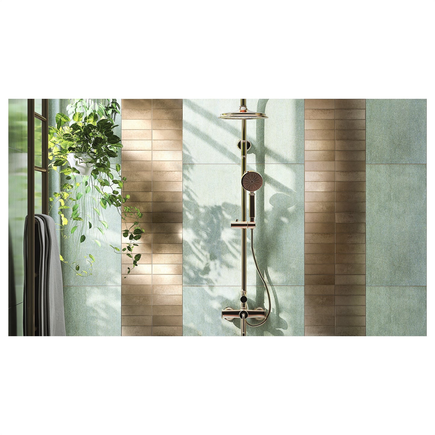 Bronze Encore Stacked 2"x6" Mosaic Tile - 12"x 12"