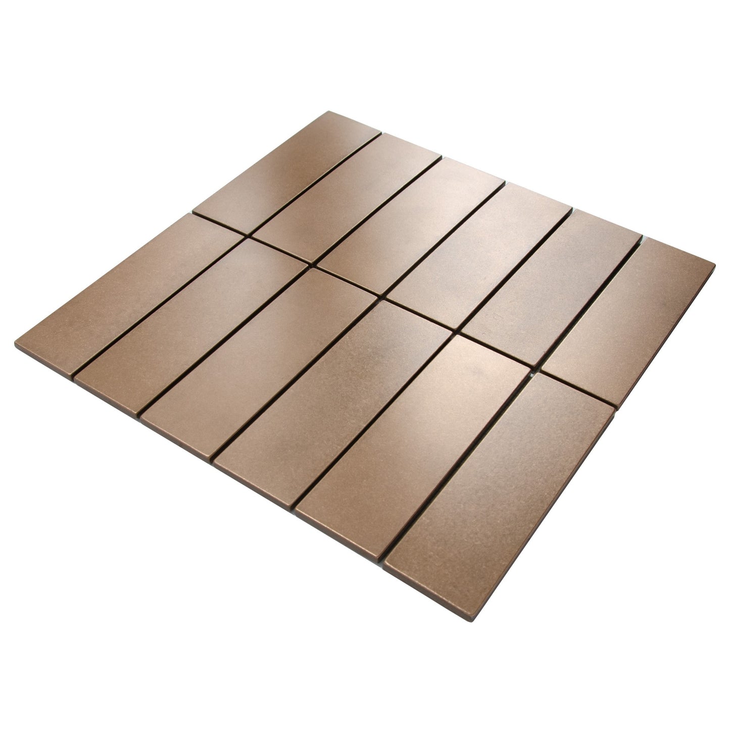 Bronze Encore Stacked 2"x6" Mosaic Tile - 12"x 12"