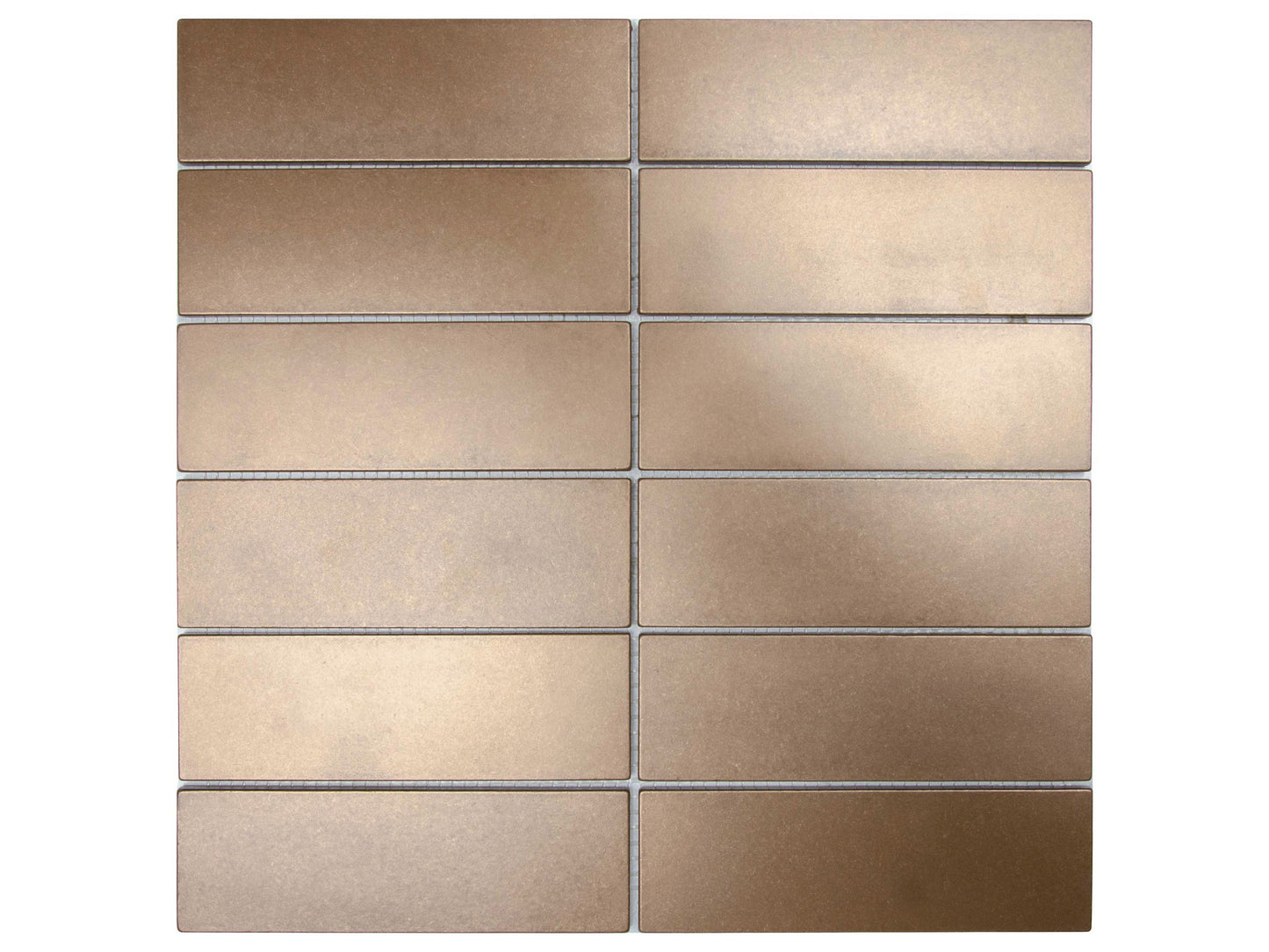 Bronze Encore Stacked 2"x6" Mosaic Tile - 12"x 12"