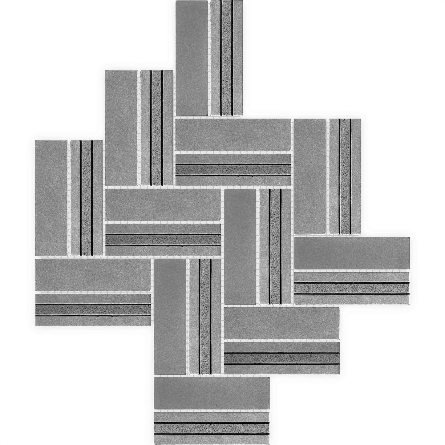 Imperial Herringbone Metal Mosaic Pewter Nickel 1 x 4 - (10.2" x 12")
