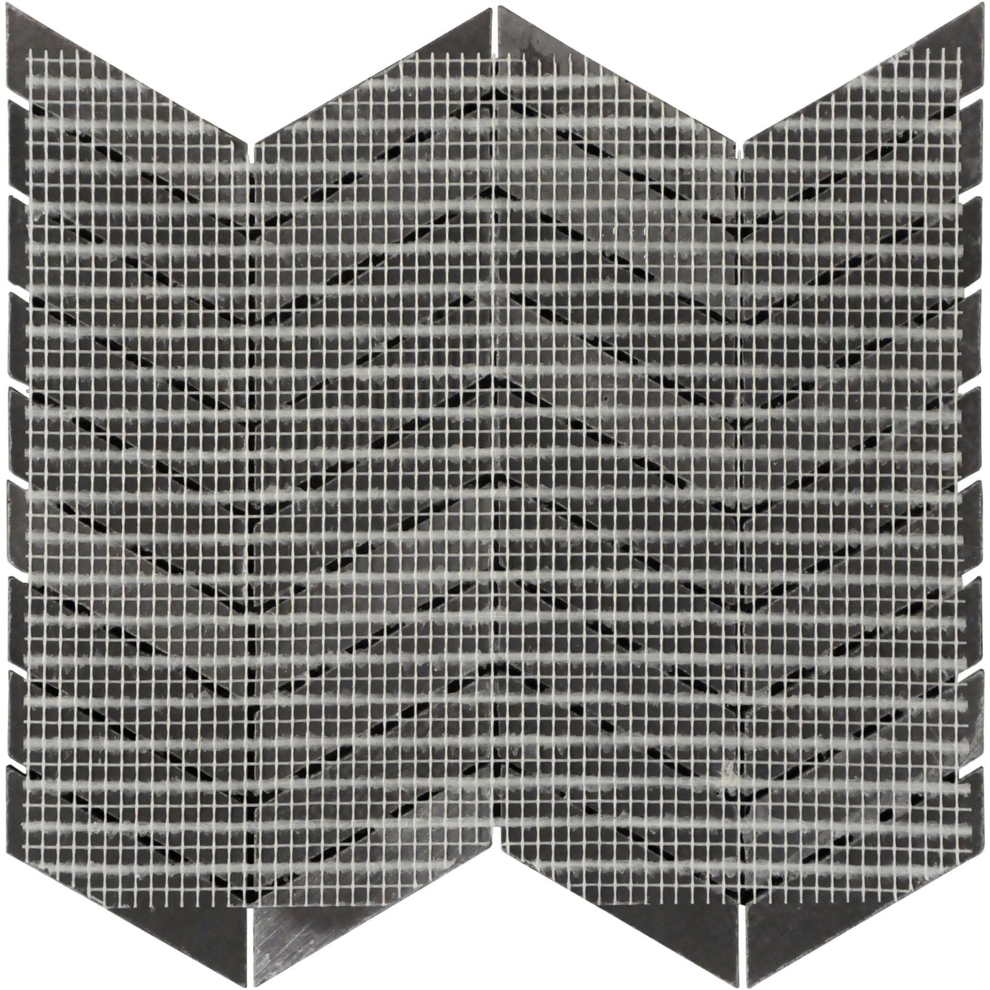 Deluxe Chevron Metal Resin Mosaic Pewter Nickel 12" x 12"