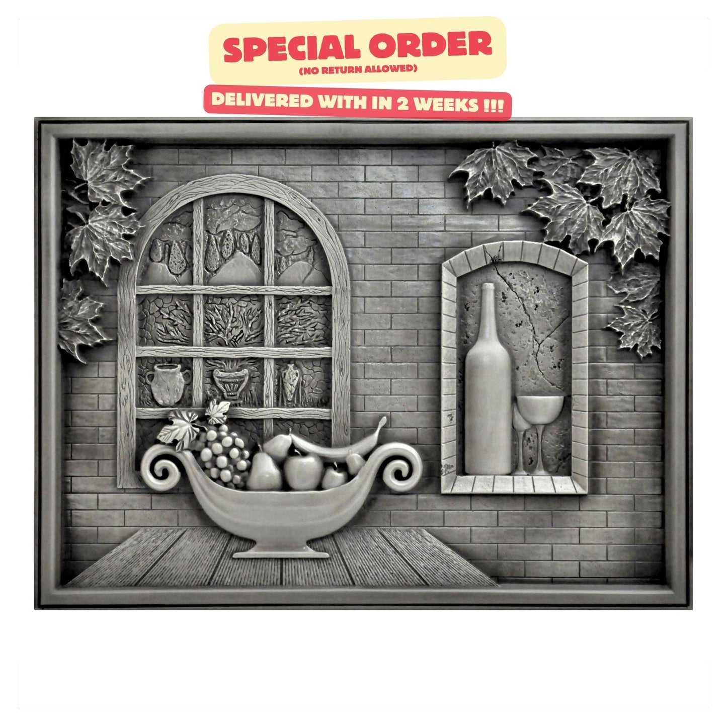 Backsplash Tile for Kitchen and Fireplace Heaven 12" x 18" Metal Mural Pewter Nickel
