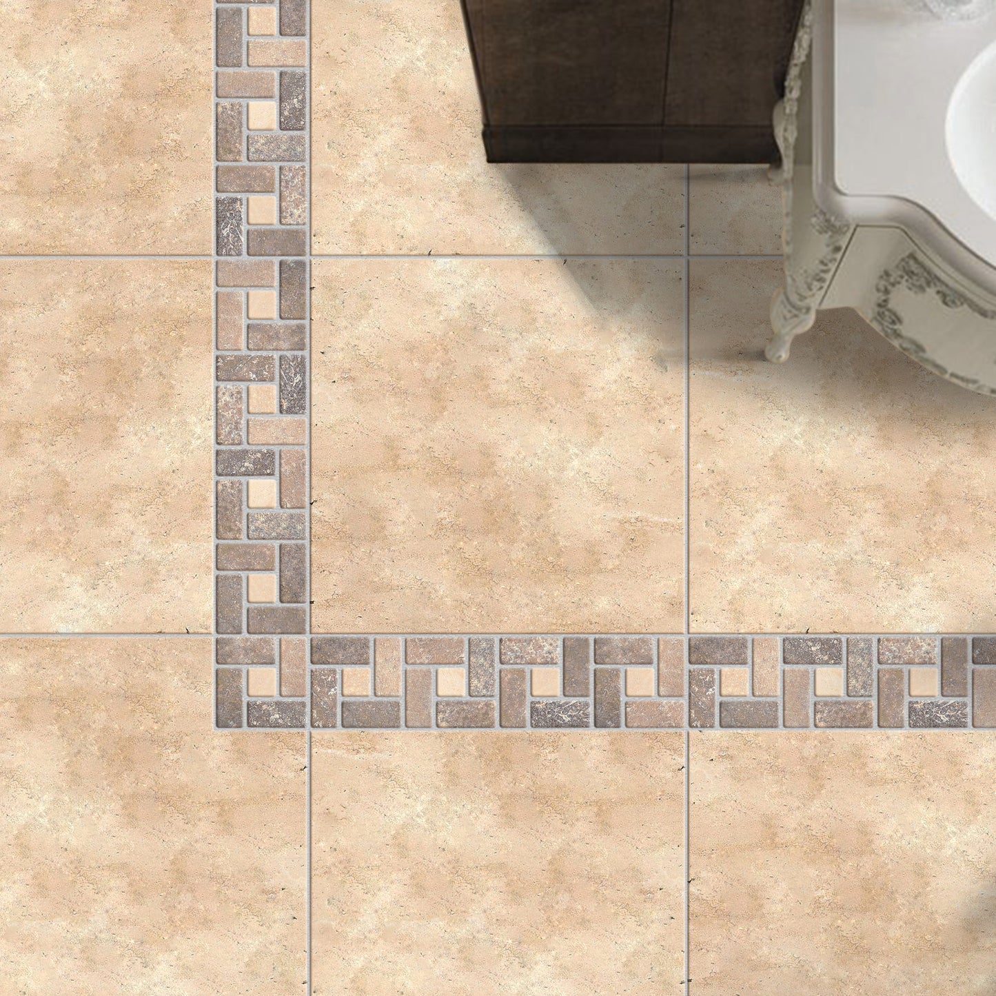 3"x12" Italian Noce Chiaro Antiqued Travertine Mosaic Border Tile