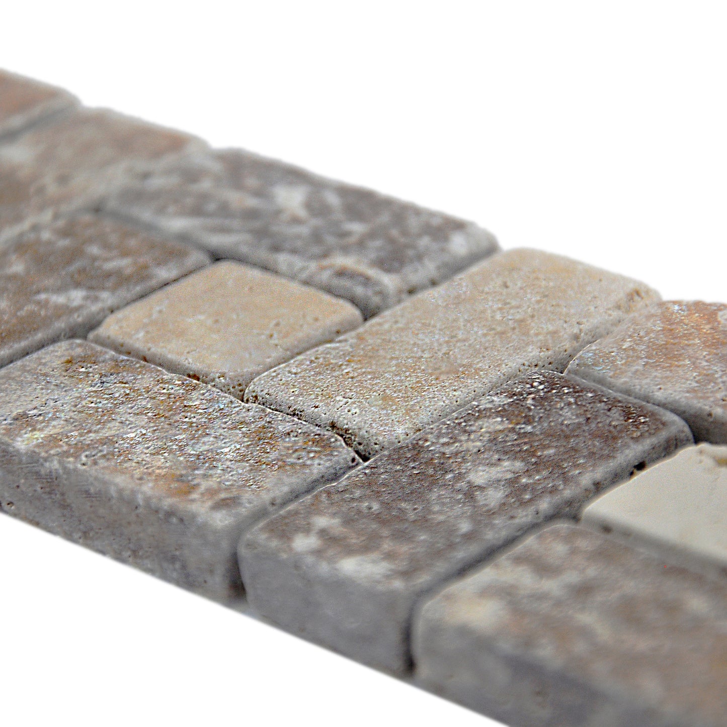 3"x12" Italian Noce Chiaro Antiqued Travertine Mosaic Border Tile