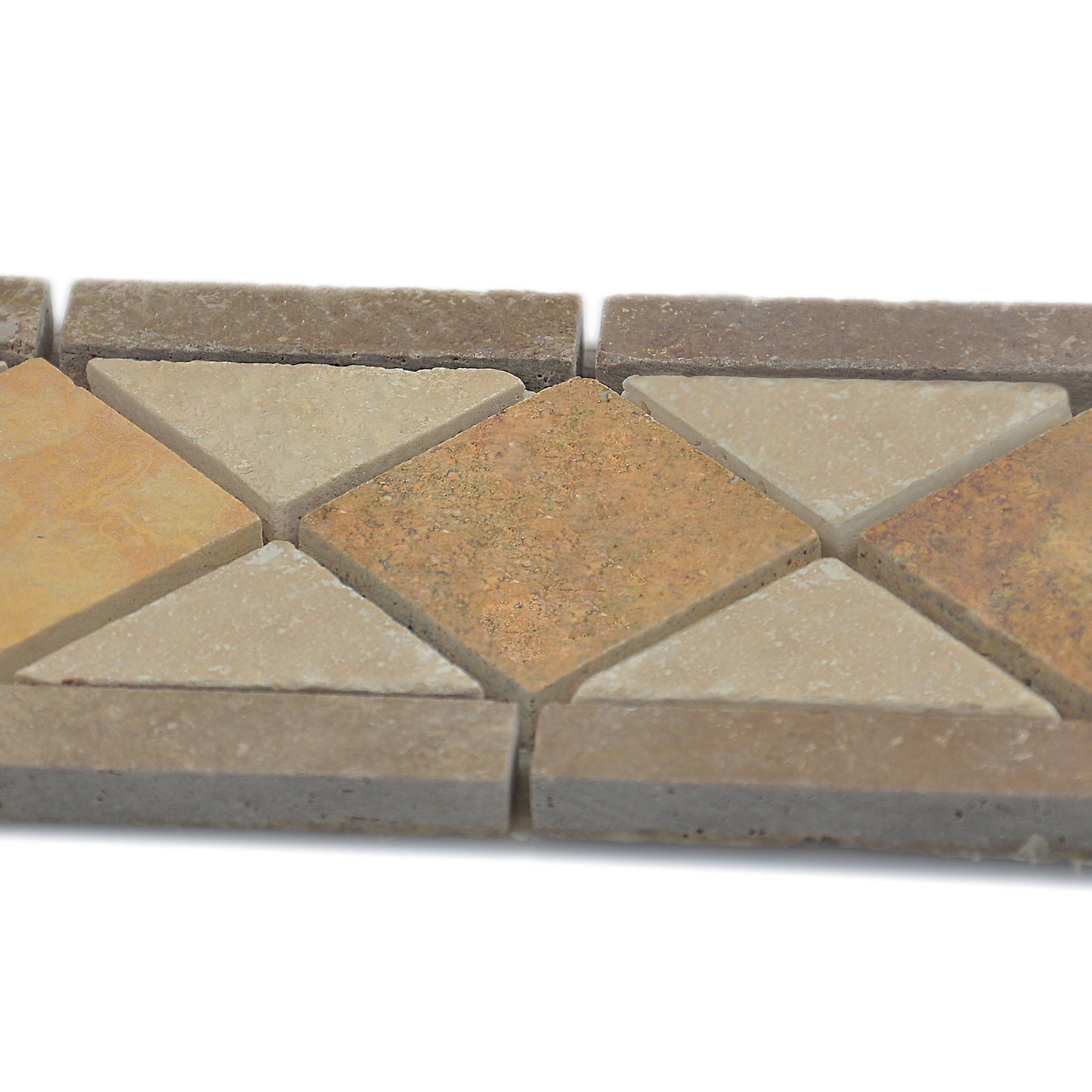 4"x12" Italian Noce Chiaro Antiqued Travertine Mosaic Border Tile