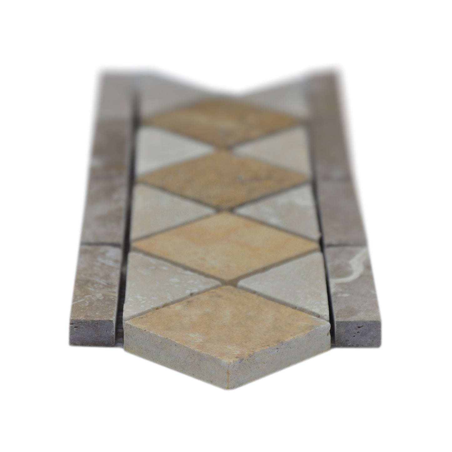 4"x12" Italian Noce Chiaro Antiqued Travertine Mosaic Border Tile