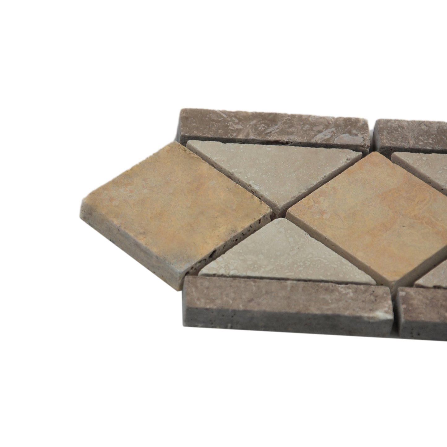4"x12" Italian Noce Chiaro Antiqued Travertine Mosaic Border Tile