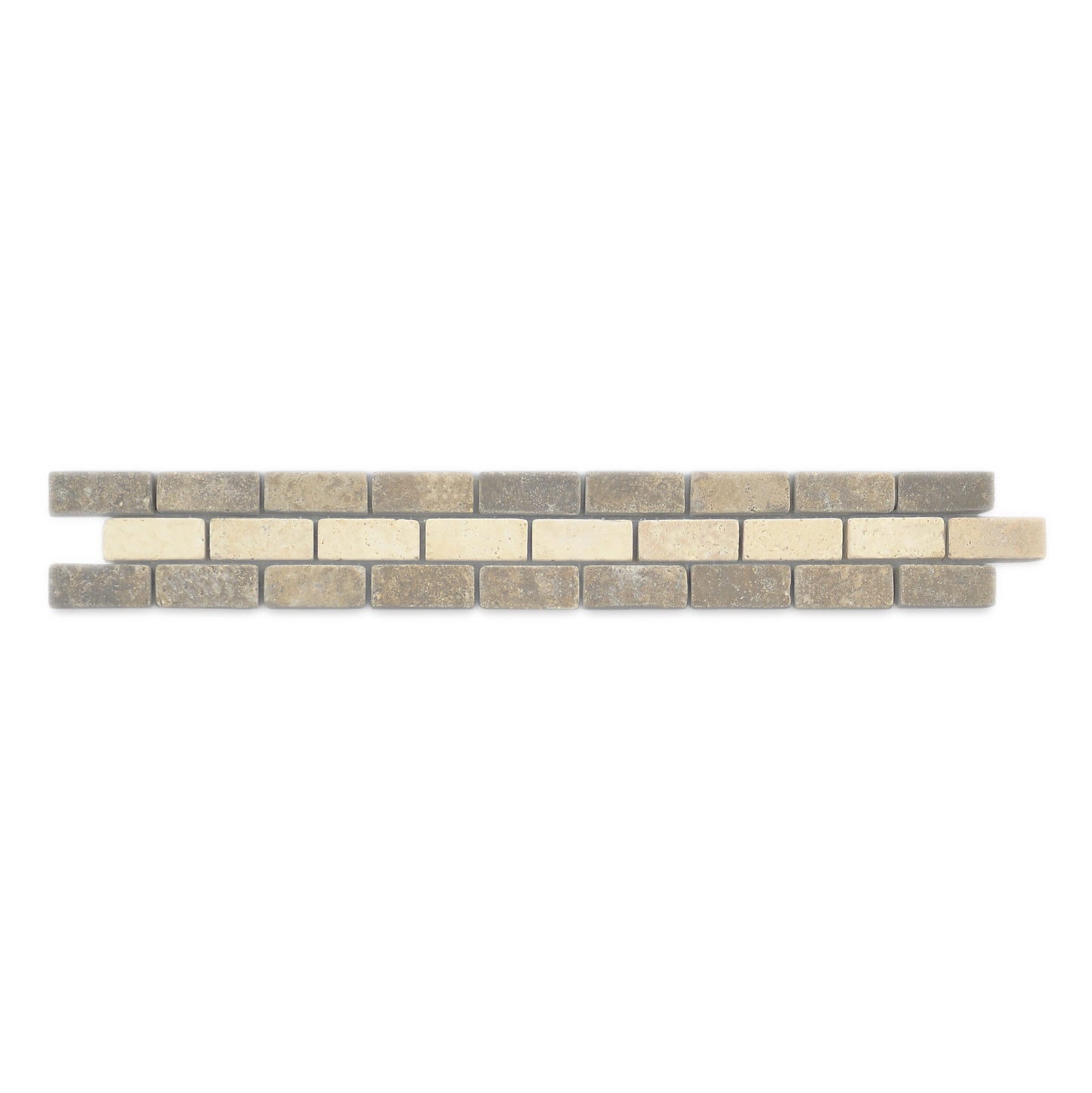 2"x12" Italian Noce Chiaro Antiqued Travertine Mosaic Border Tile