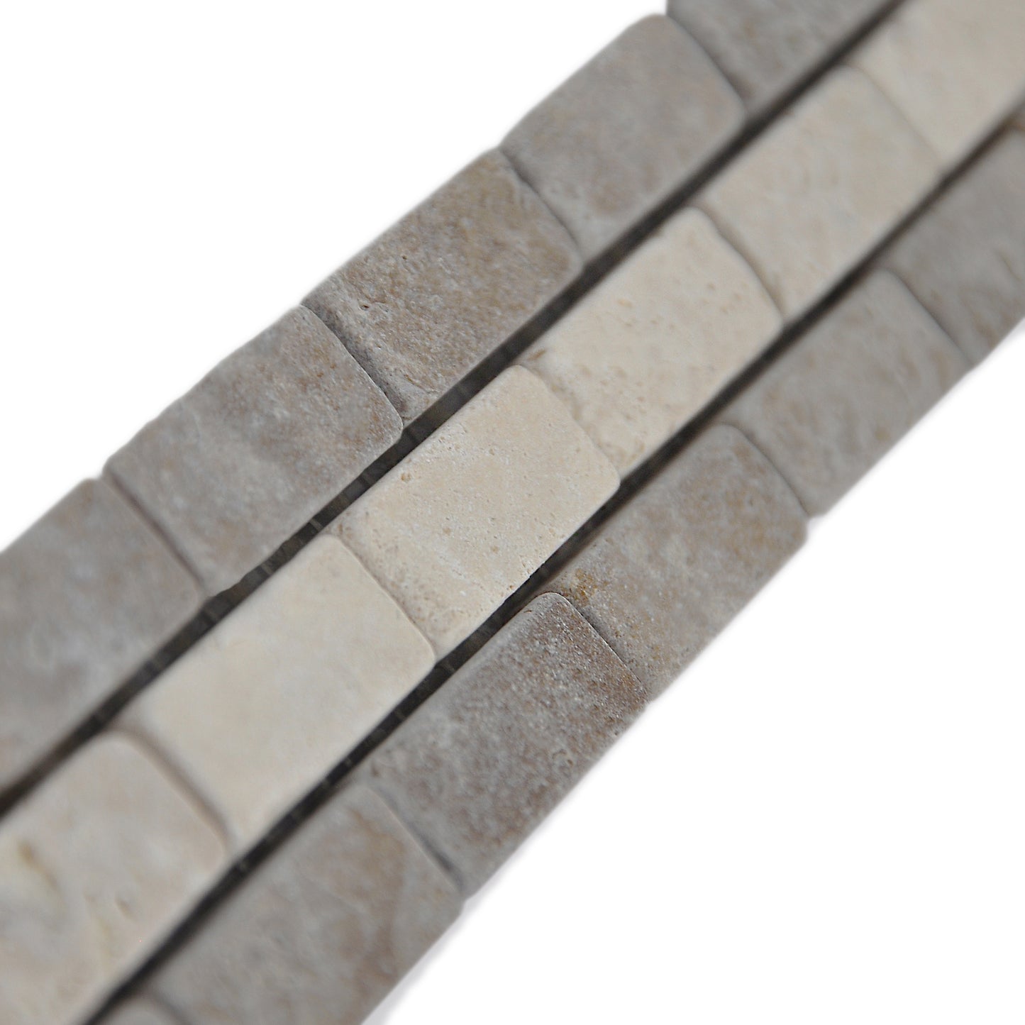 2"x12" Italian Noce Chiaro Antiqued Travertine Mosaic Border Tile