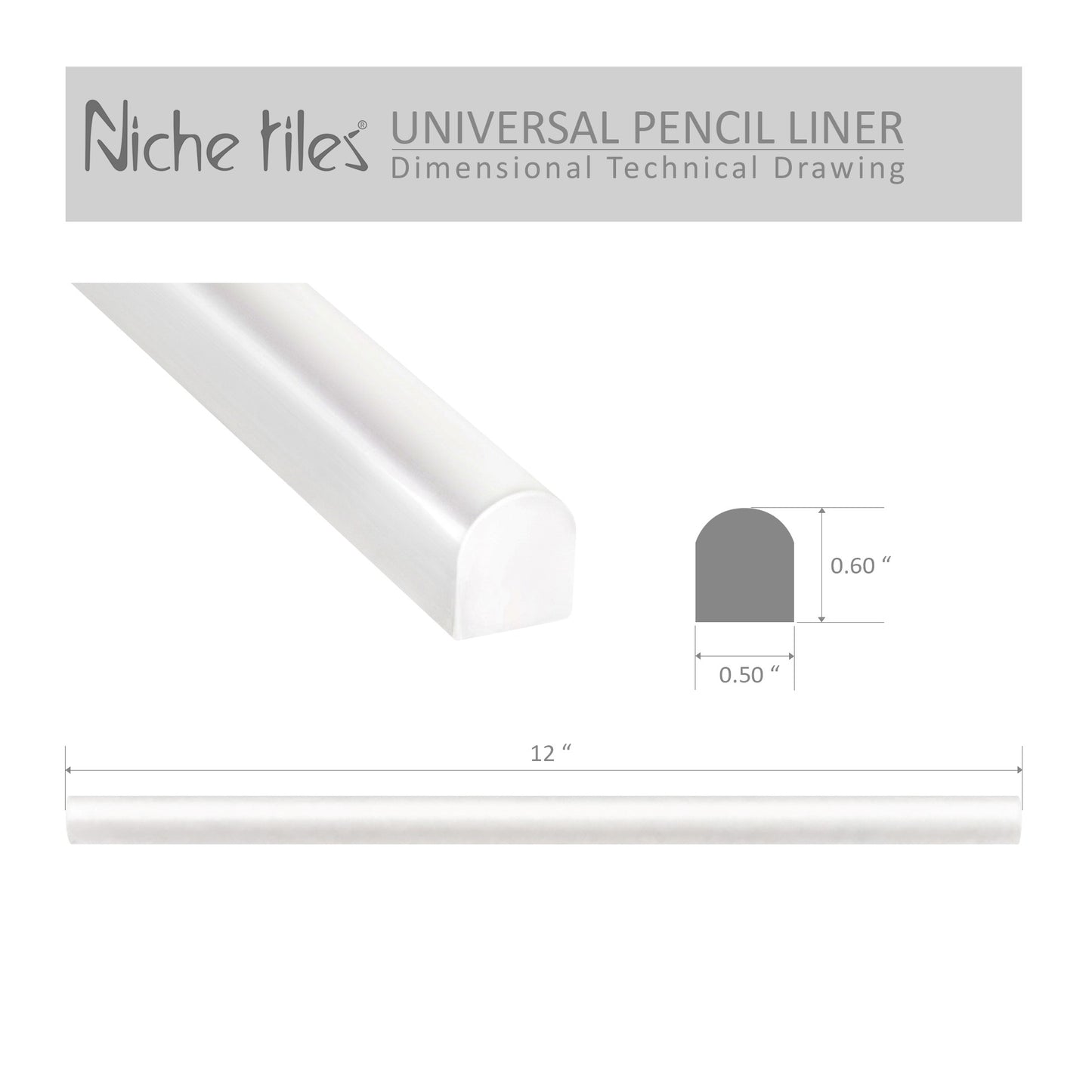 Universal Pewter Nickel 1/2 in. x 12 in. Matte Metallic Pencil Liner Wall Tile Trim (5 Linear Foot/Case)