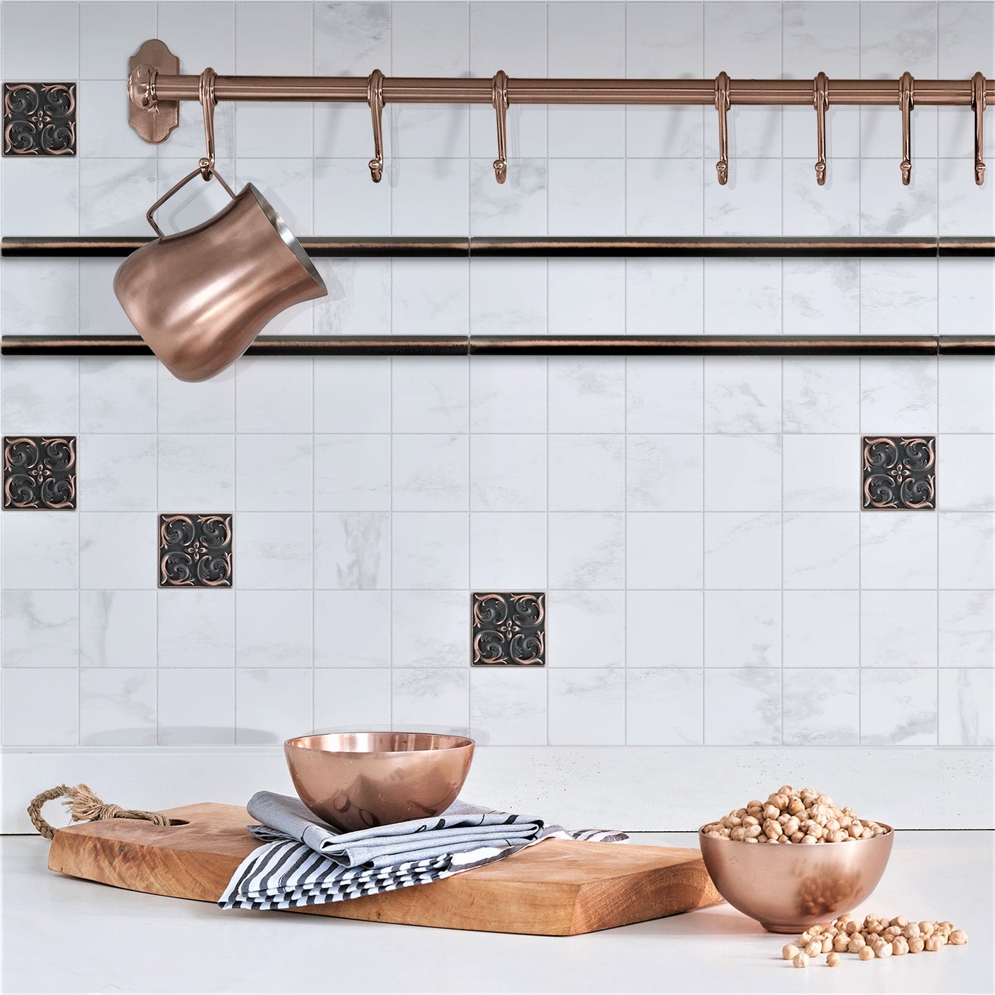 Moroccon Metal Insert Tile Oil Rubbed Bronze 2x2 ( PACK OF 8 PIECE)