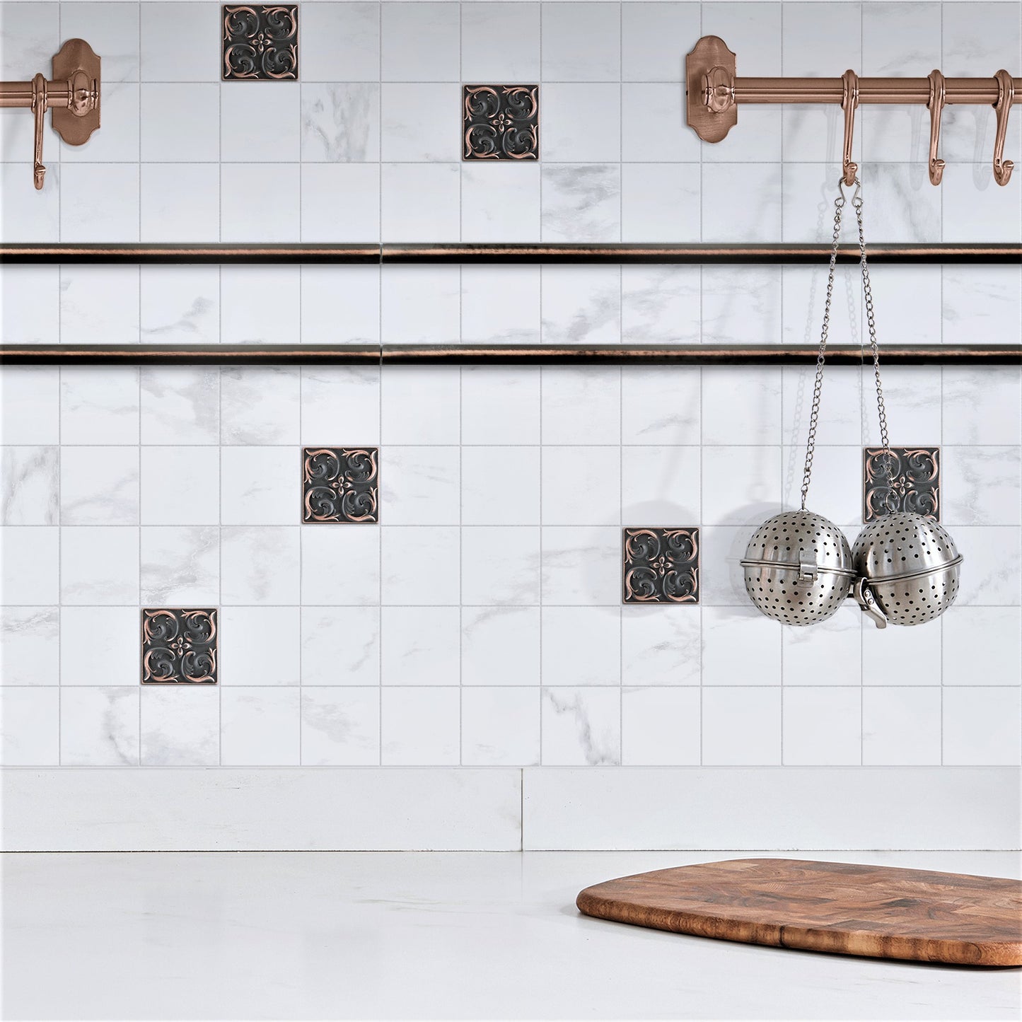Moroccon Metal Insert Tile Oil Rubbed Bronze 2x2 ( PACK OF 8 PIECE)