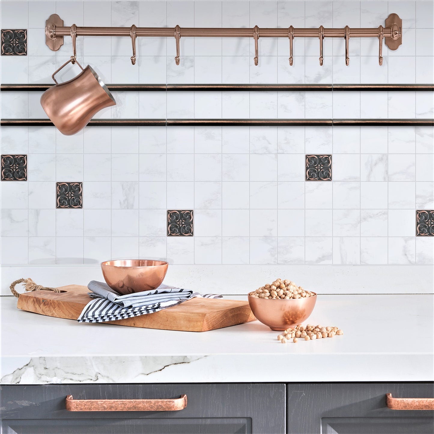 Moroccon Metal Insert Tile Oil Rubbed Bronze 2x2 ( PACK OF 8 PIECE)