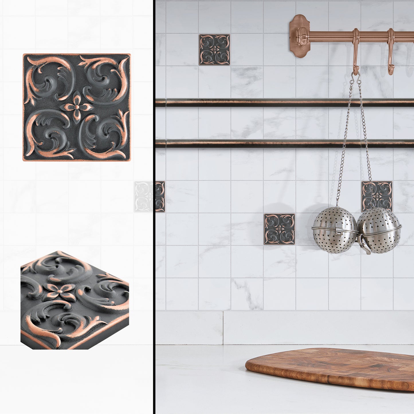 Moroccon Metal Insert Tile Oil Rubbed Bronze 2x2 ( PACK OF 8 PIECE)