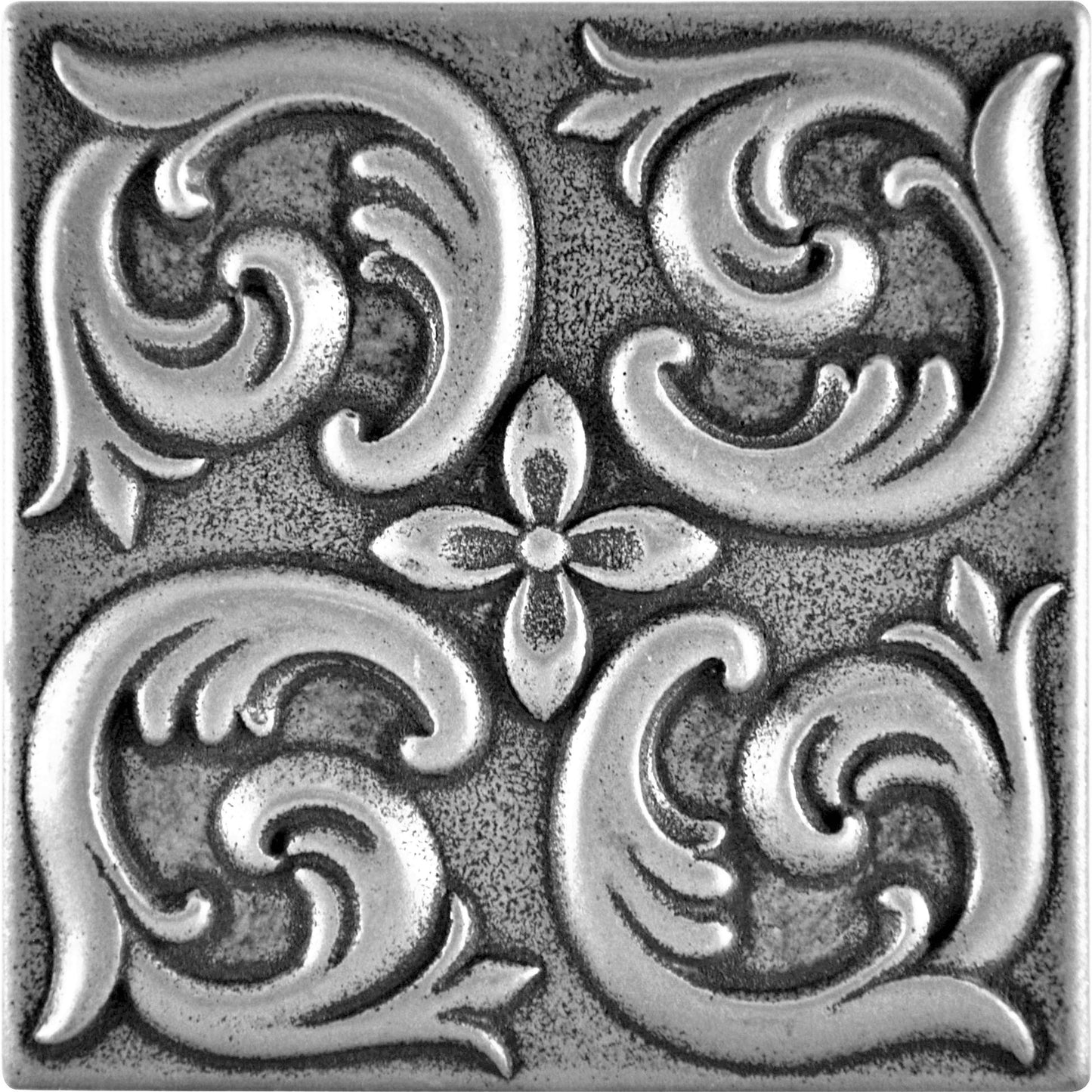 Moroccon Metal Insert Tile Pewter Nickel 4x4 ( PACK OF 4 PIECE)