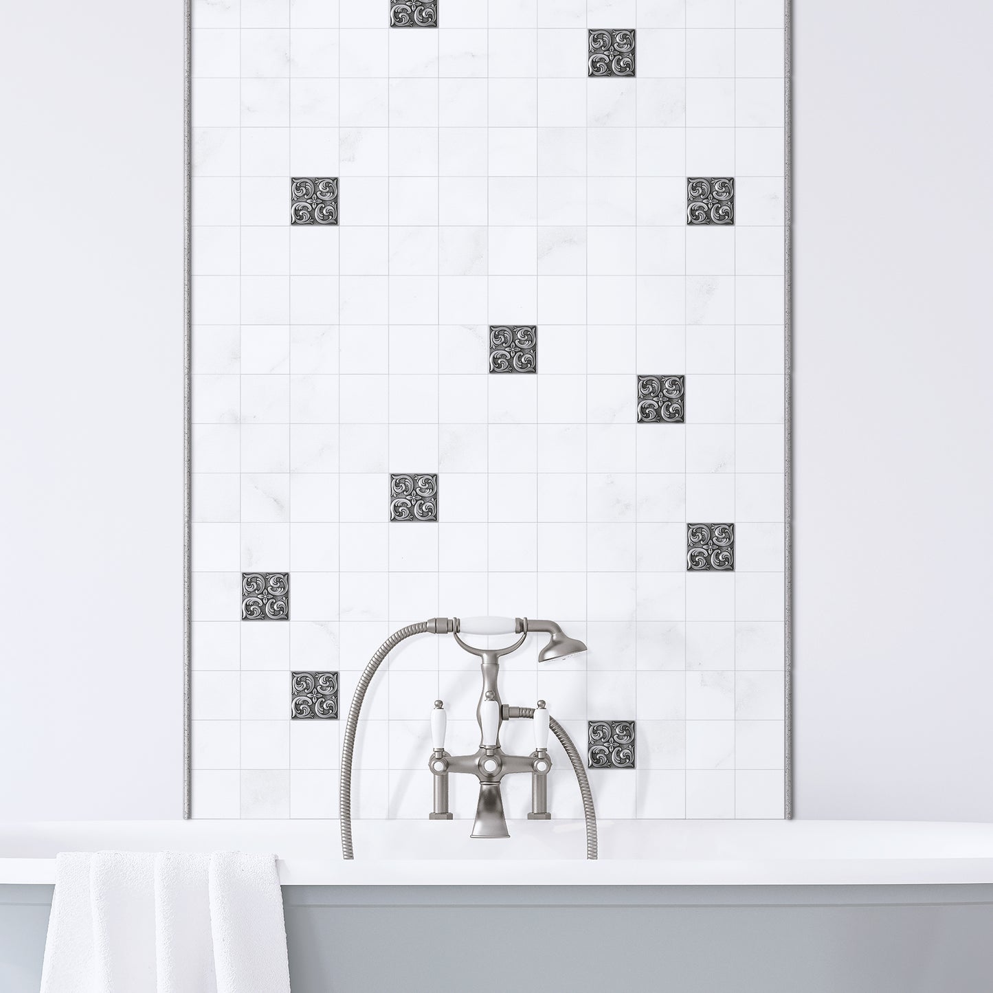 Moroccon Metal Insert Tile Pewter Nickel 4x4 ( PACK OF 4 PIECE)