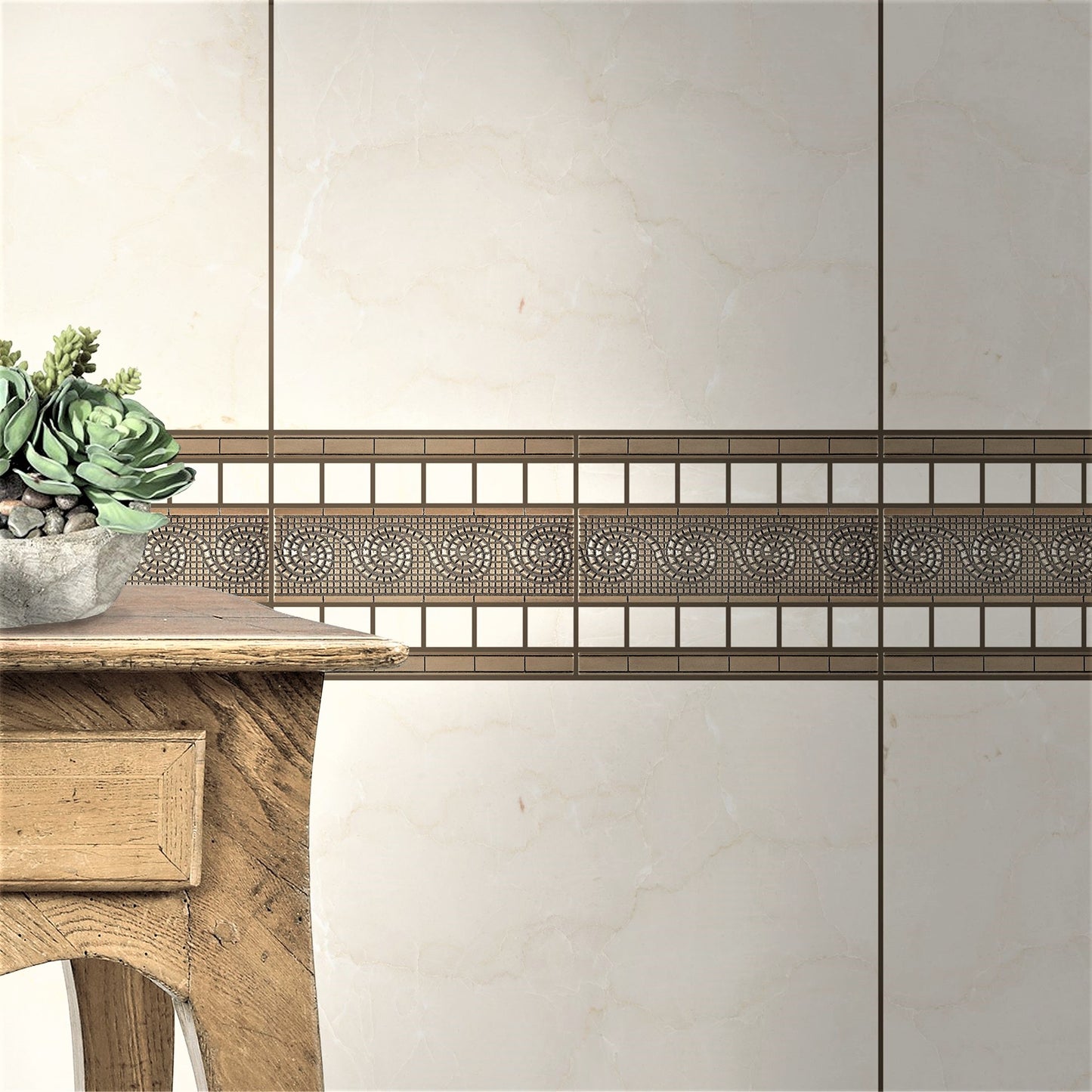 Wave Border Tile Trim Bronze 2x6 ( PACK OF 5 PIECE )