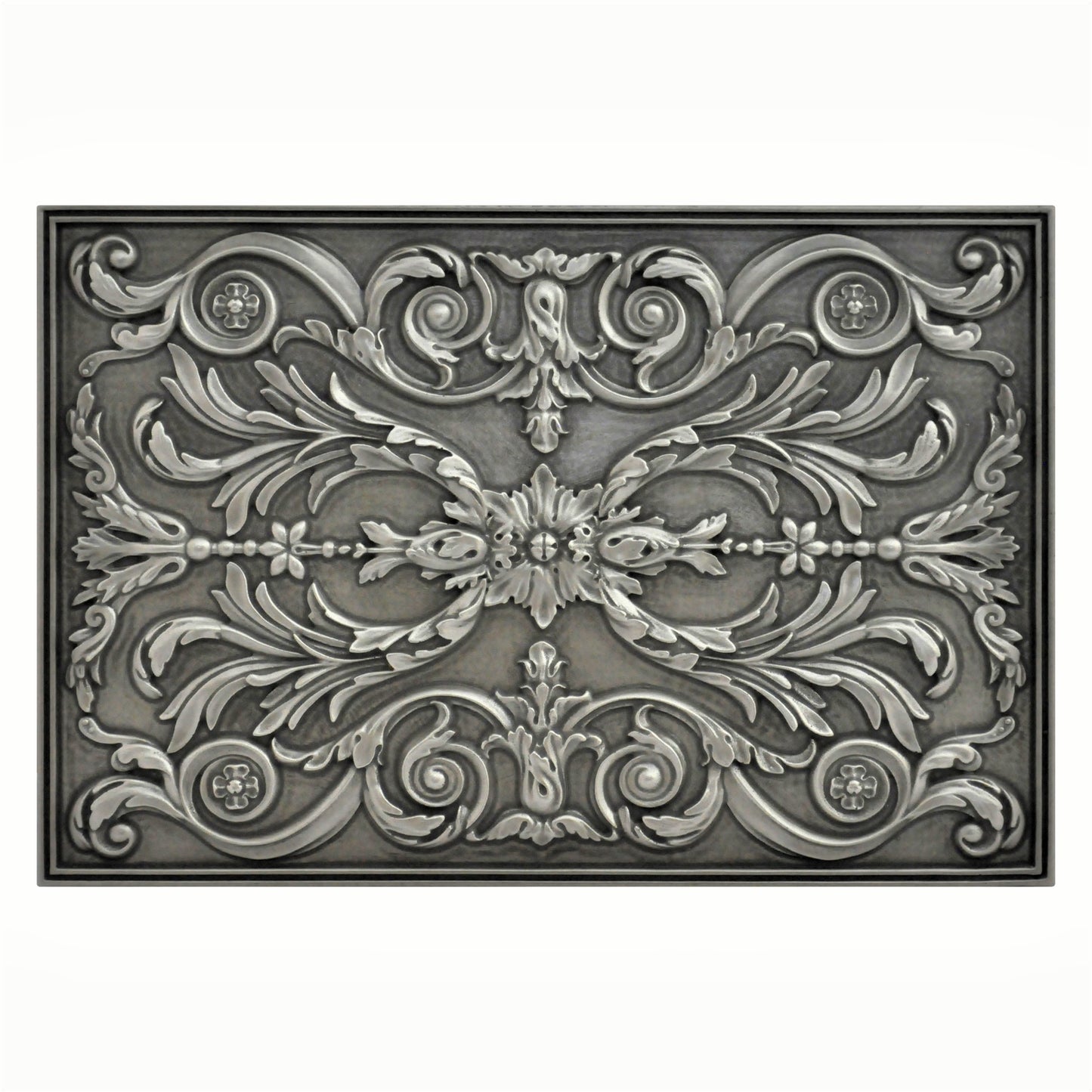 Backsplash Tile for Kitchen and Fireplace Viola 12" x 18" Metal Mural Pewter Nickel
