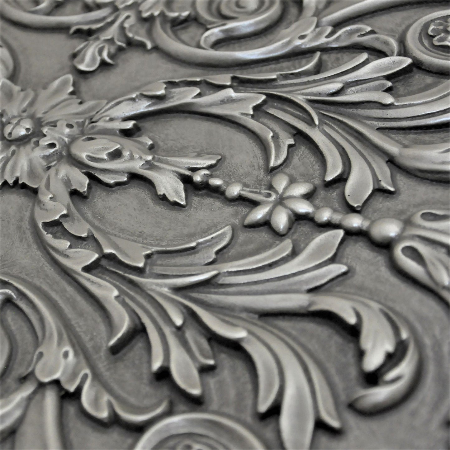 Backsplash Tile for Kitchen and Fireplace Viola 12" x 18" Metal Mural Pewter Nickel