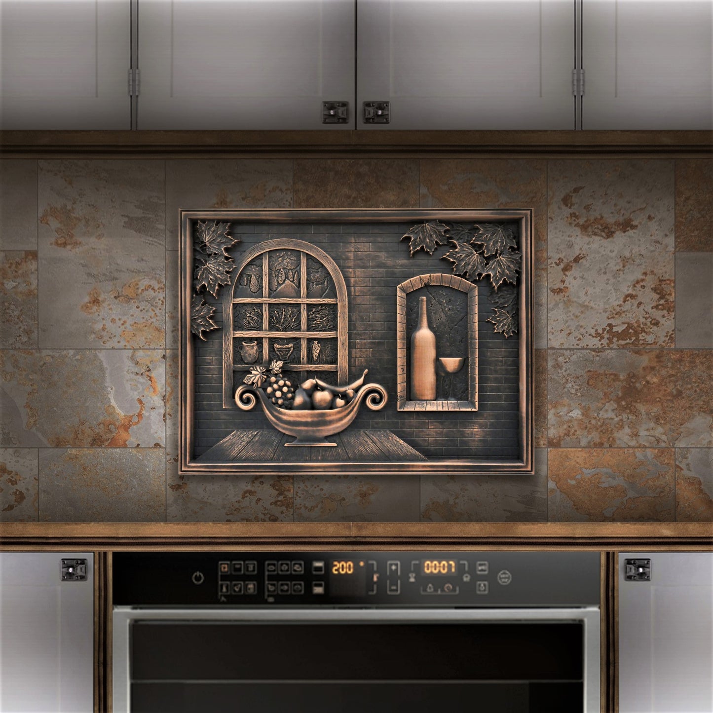 Backsplash Tile for Kitchen and Fireplace Heaven 12" x 18" Metal Mural Oil Rubbed Bronze