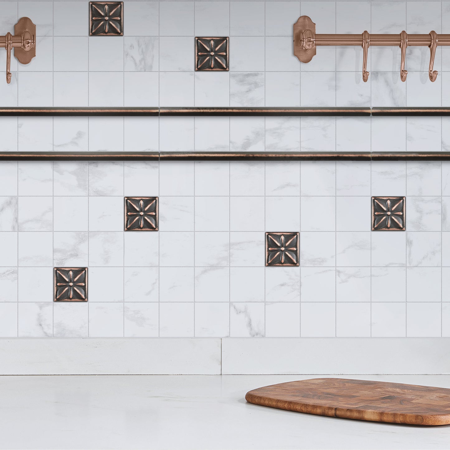 Mediterrenean Metal Insert Tile Oil Rubbed Bronze 2x2 ( PACK OF 8 PIECE )