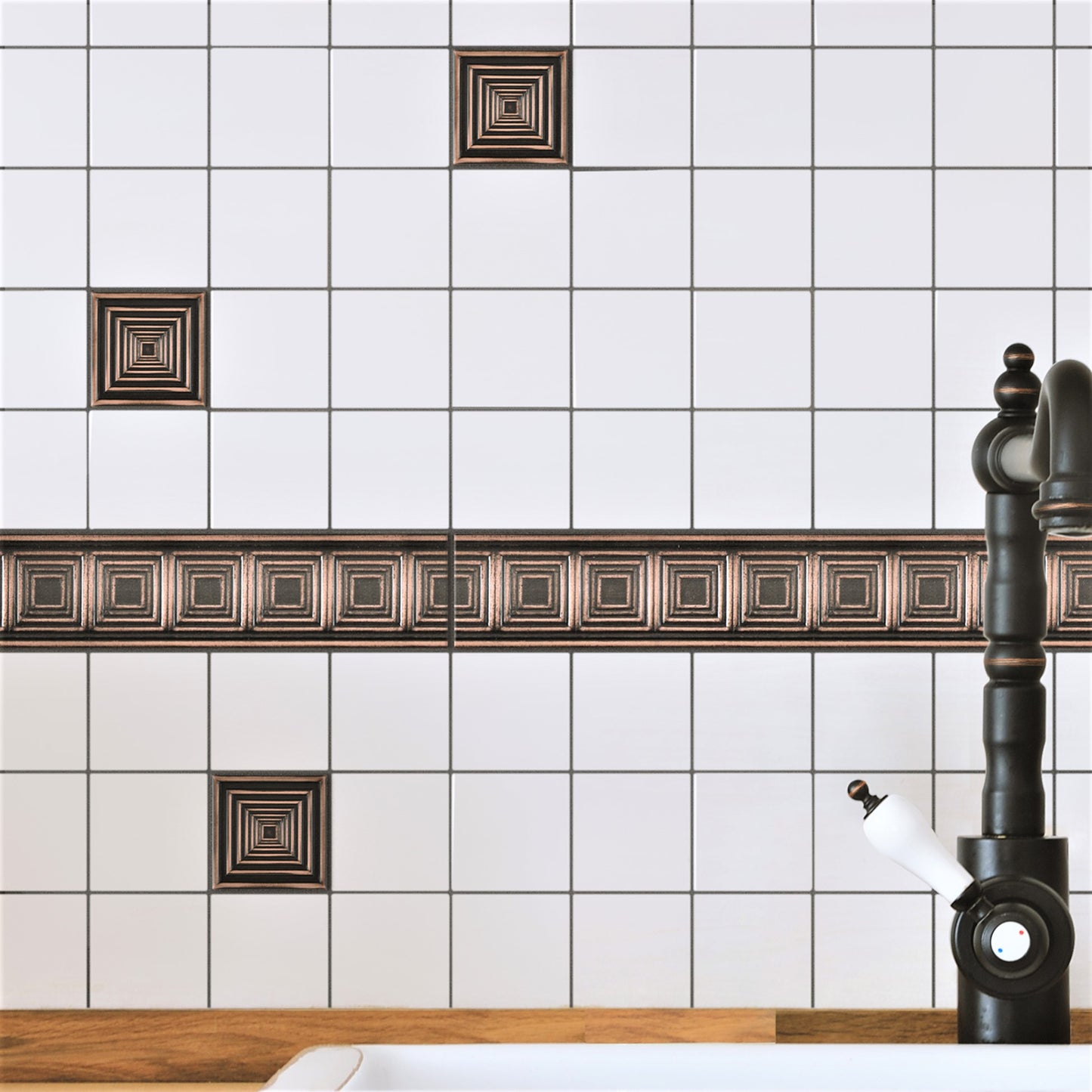 Focus Metal Insert Tile Oil Rubbed Bronze 2x2 ( PACK OF 8 PIECE)