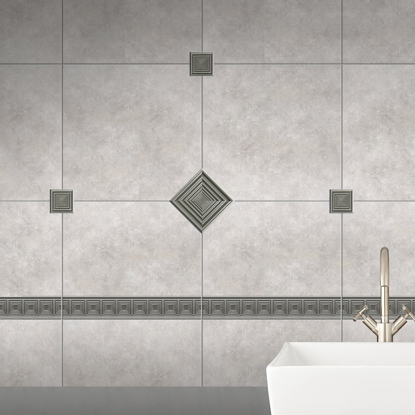 Focus Metal Insert Tile Brushed Nickel 4x4 ( PACK OF 4 PIECE)