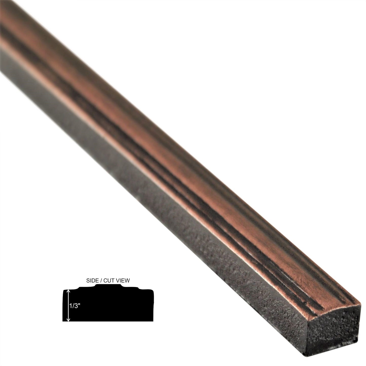 Custom Metal Oil Rubbed Bronze 1/2 in. x 12 in. Matte Metal Flat Decorative Pencil Liner Wall Tile Trim (5 Linear Foot / Pack)