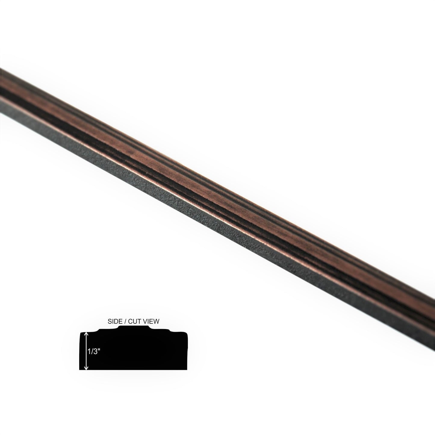 Custom Metal Oil Rubbed Bronze 1/2 in. x 12 in. Matte Metal Flat Decorative Pencil Liner Wall Tile Trim (5 Linear Foot / Pack)
