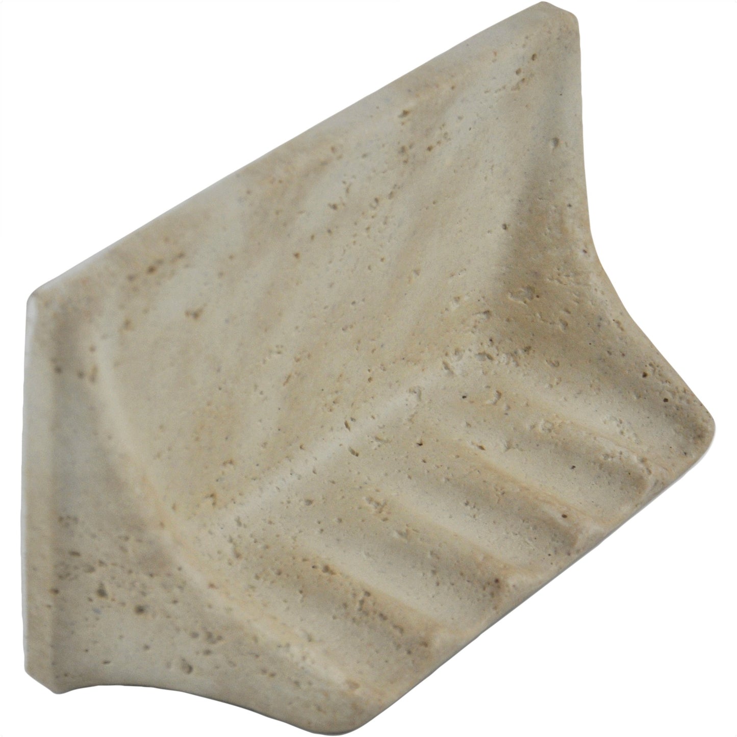 Prima Shaded Ivory 8.25 in. x 4.75 in Matte Resin Travertine Wall Mount Hand Made Soap Dish