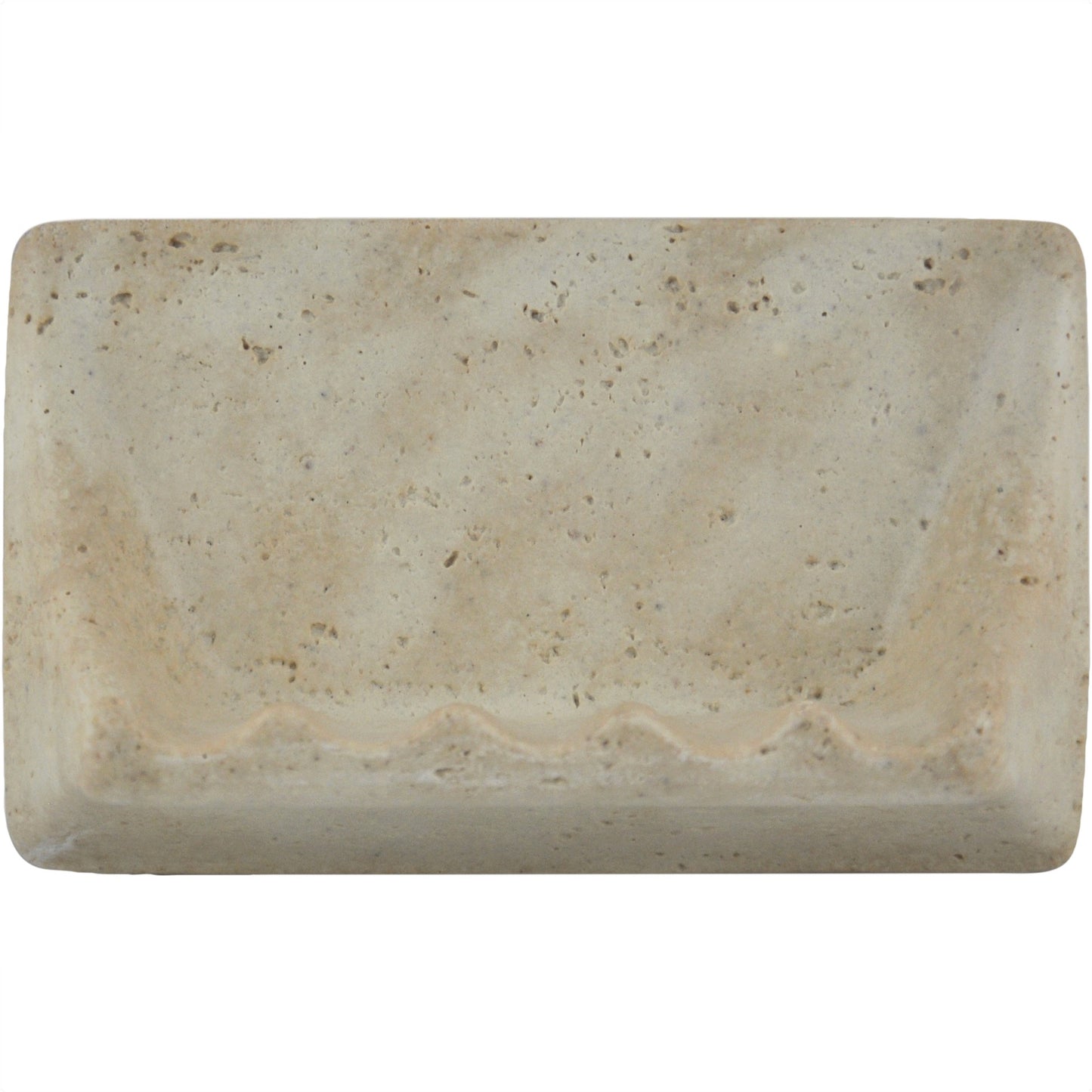 Prima Shaded Ivory 8.25 in. x 4.75 in Matte Resin Travertine Wall Mount Hand Made Soap Dish